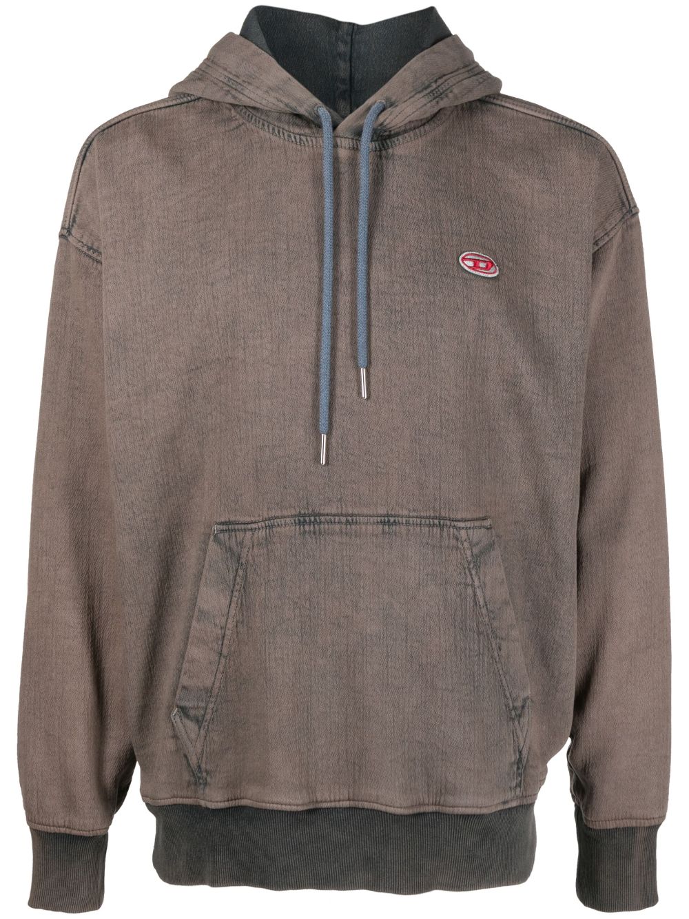 Diesel logo-patch denim drawstring hoodie - Brown von Diesel