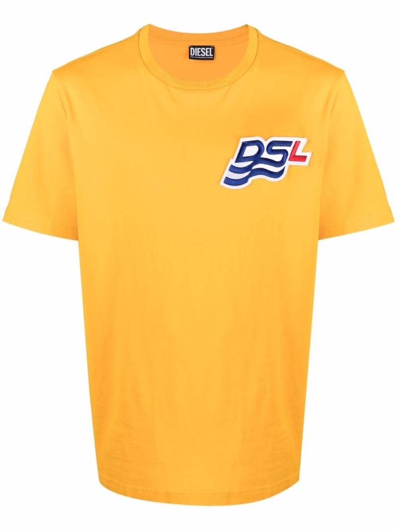 Diesel logo-patch short-sleeved T-shirt - Yellow von Diesel