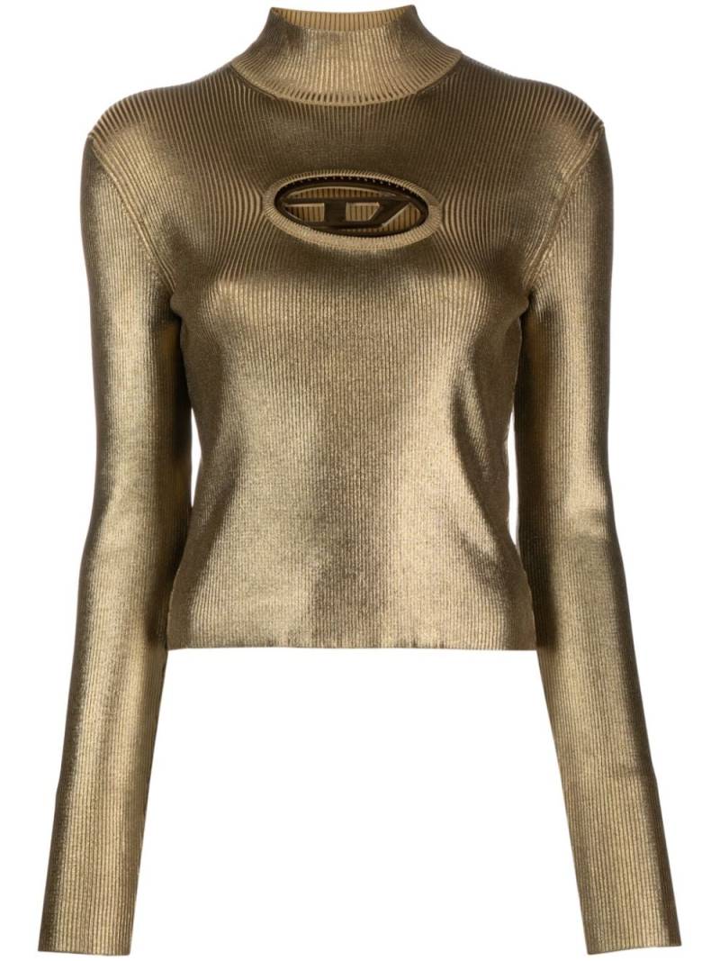 Diesel logo-plaque high-neck jumper - Gold von Diesel