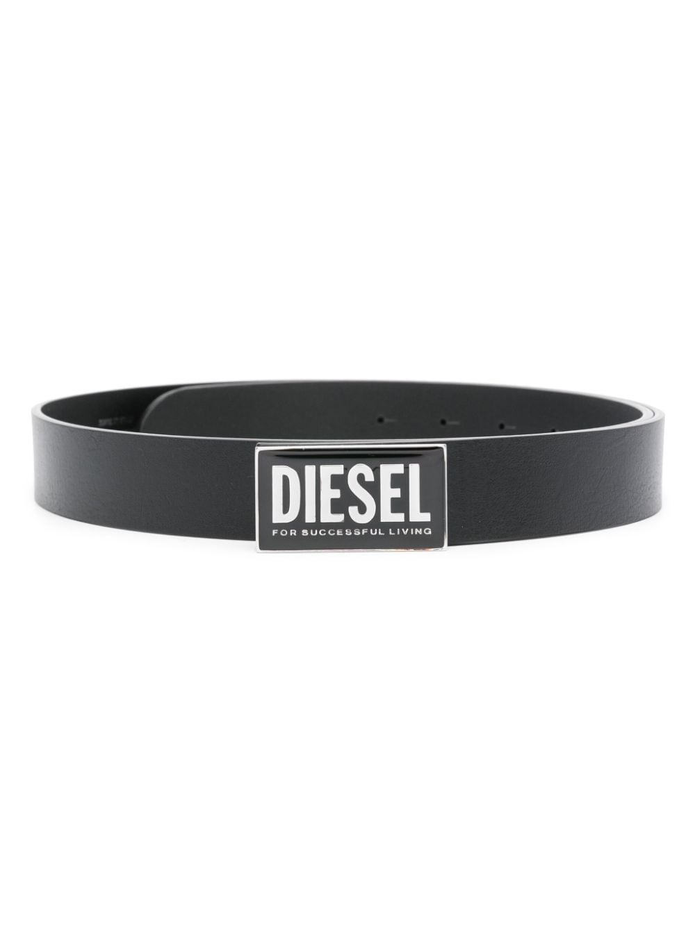 Diesel logo-plaque leather belt - Black von Diesel