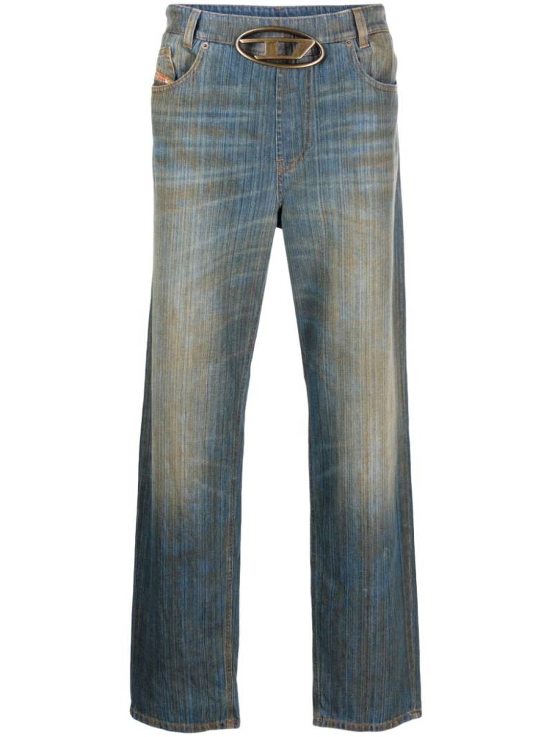 Diesel logo-plaque straight-leg jeans - Blue von Diesel