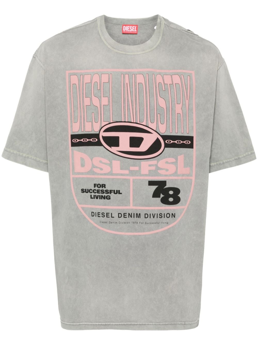 Diesel logo-print cotton T-shirt - Grey von Diesel