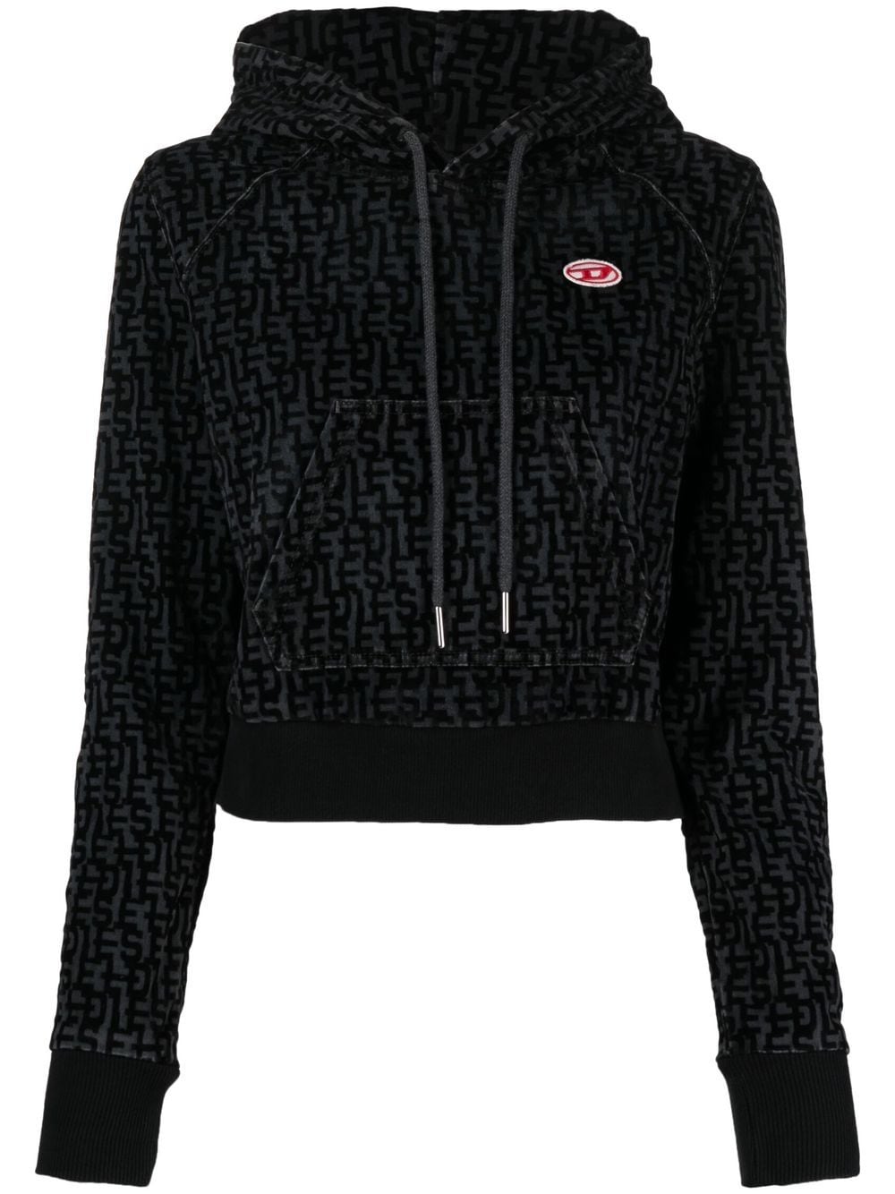 Diesel logo-print cotton hoodie - Grey von Diesel