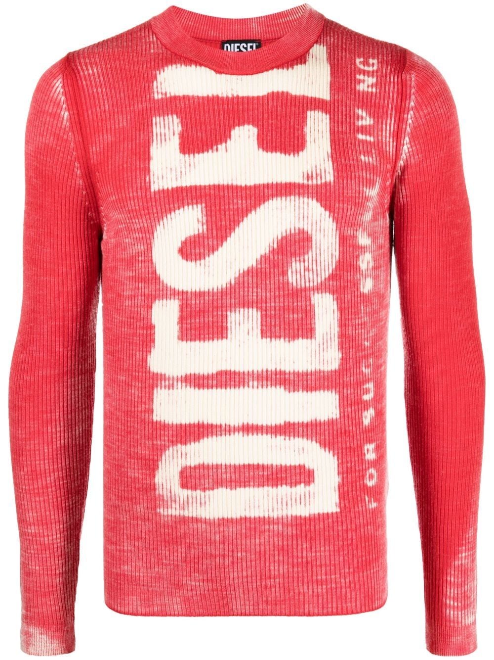 Diesel logo-print crew-neck jumper - Red von Diesel