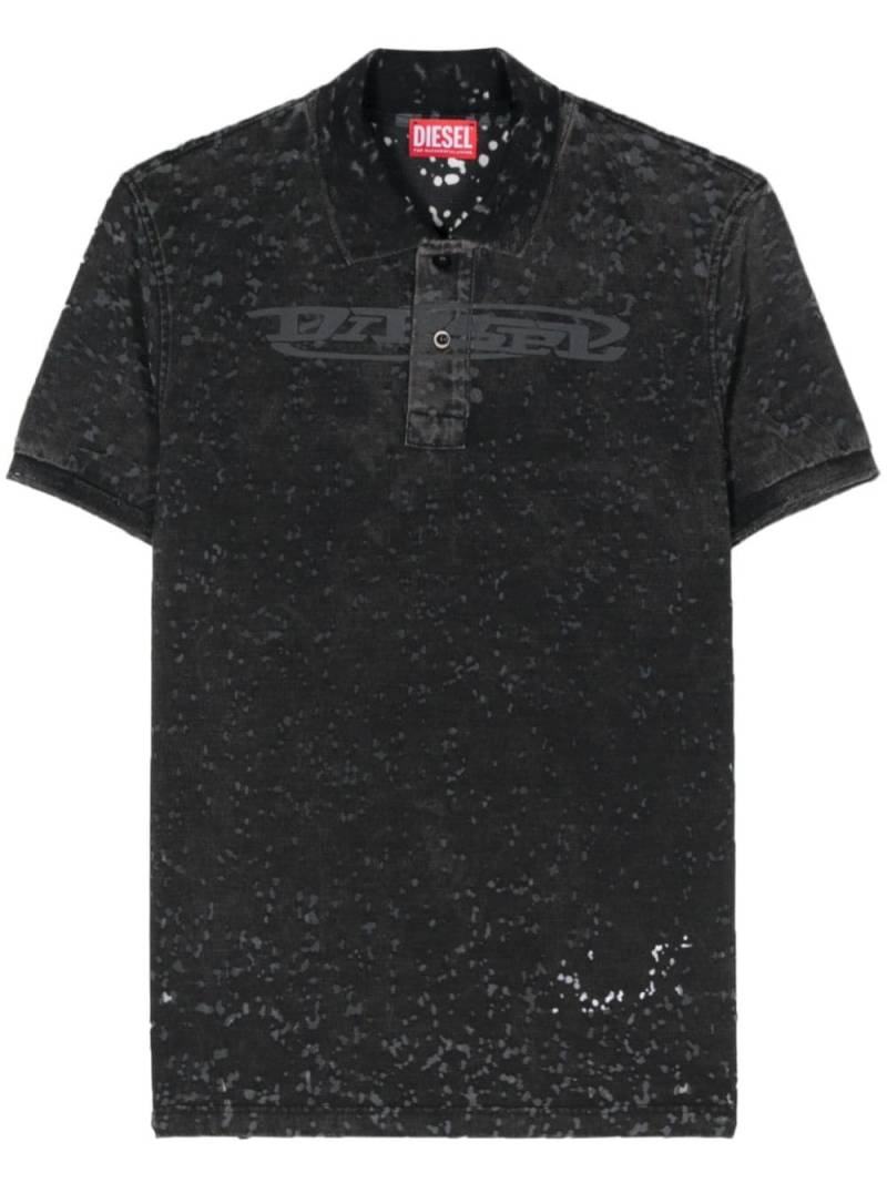 Diesel logo-print distressed polo shirt - Black von Diesel