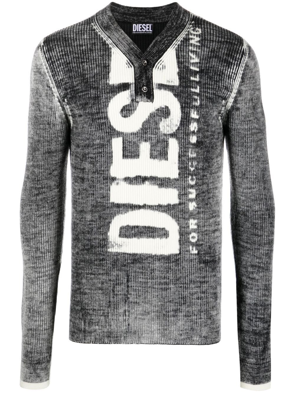 Diesel K-Atullus long-sleeved ribbed T-shirt - Grey von Diesel