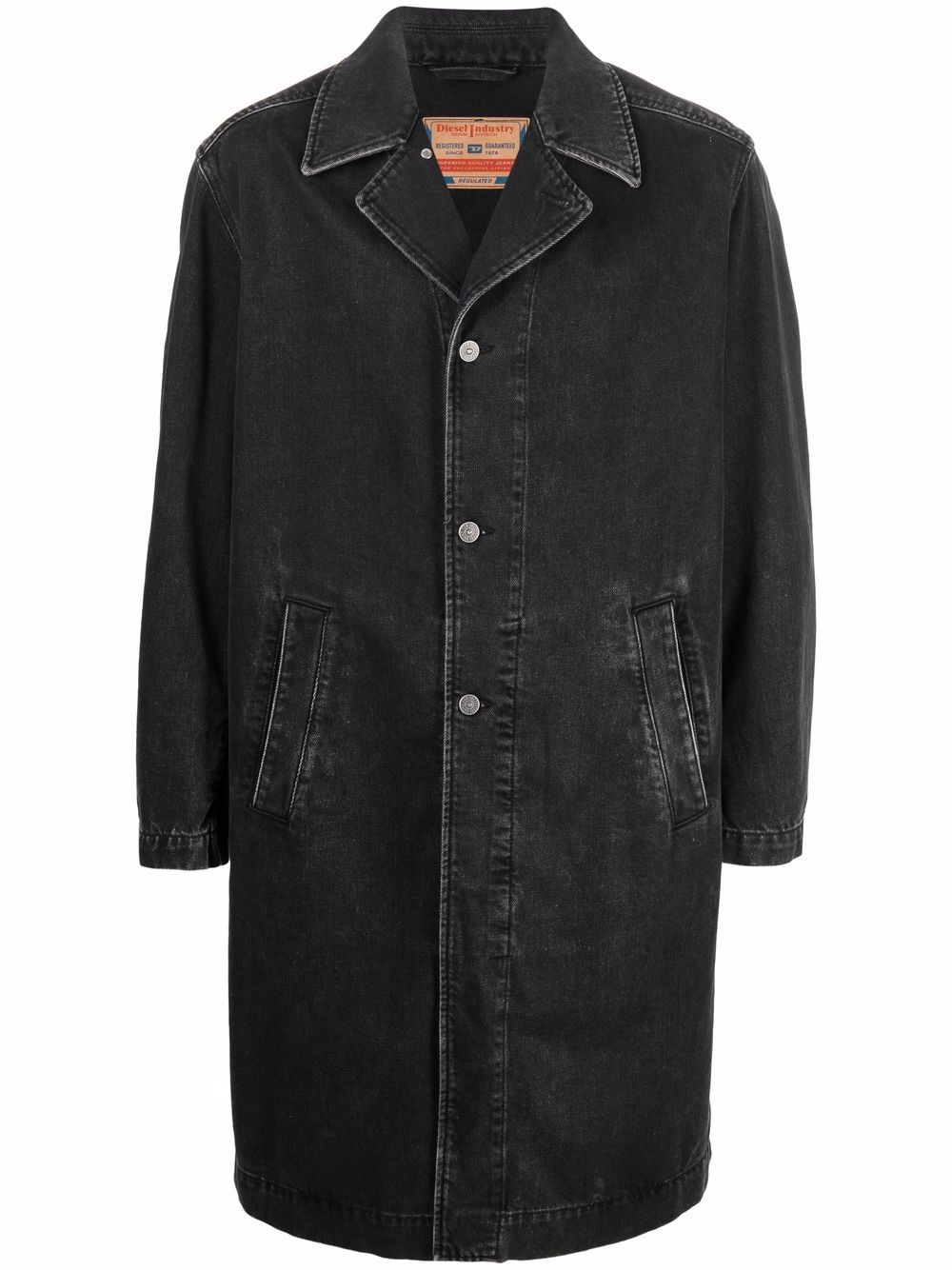 Diesel D-Roku-Long denim coat - Black von Diesel