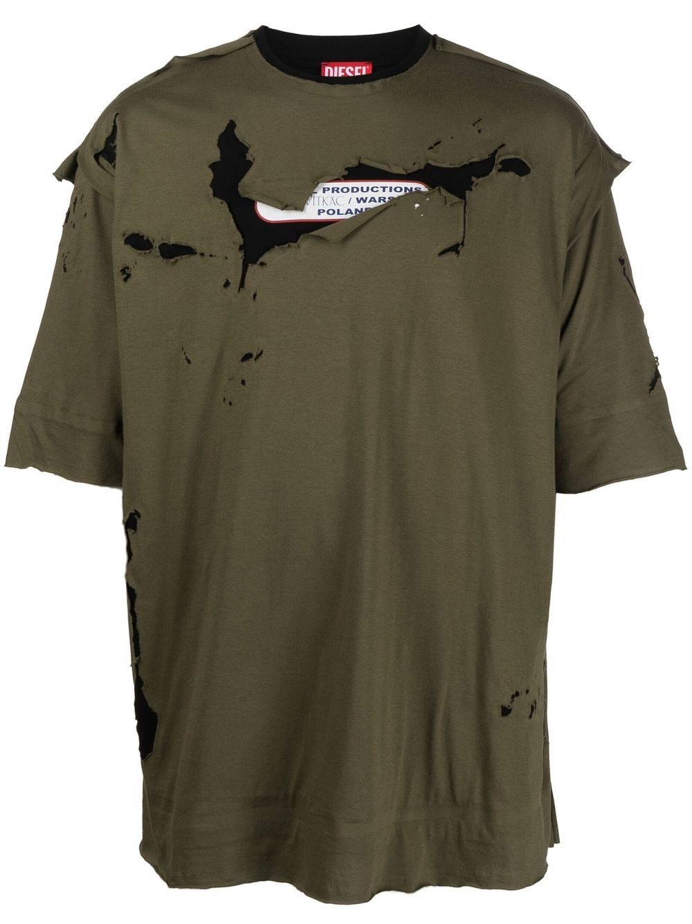 Diesel paint-splatter raw-cut T-shirt - Green von Diesel