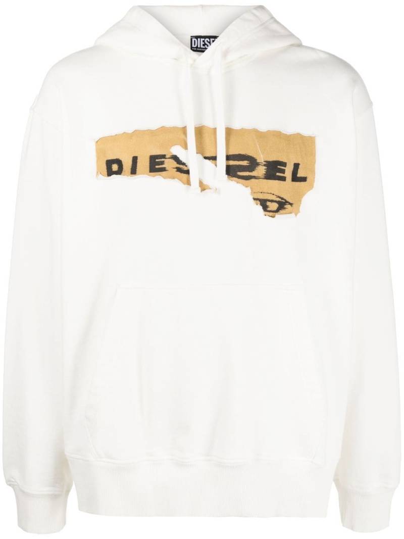 Diesel ripped logo print hoodie - White von Diesel