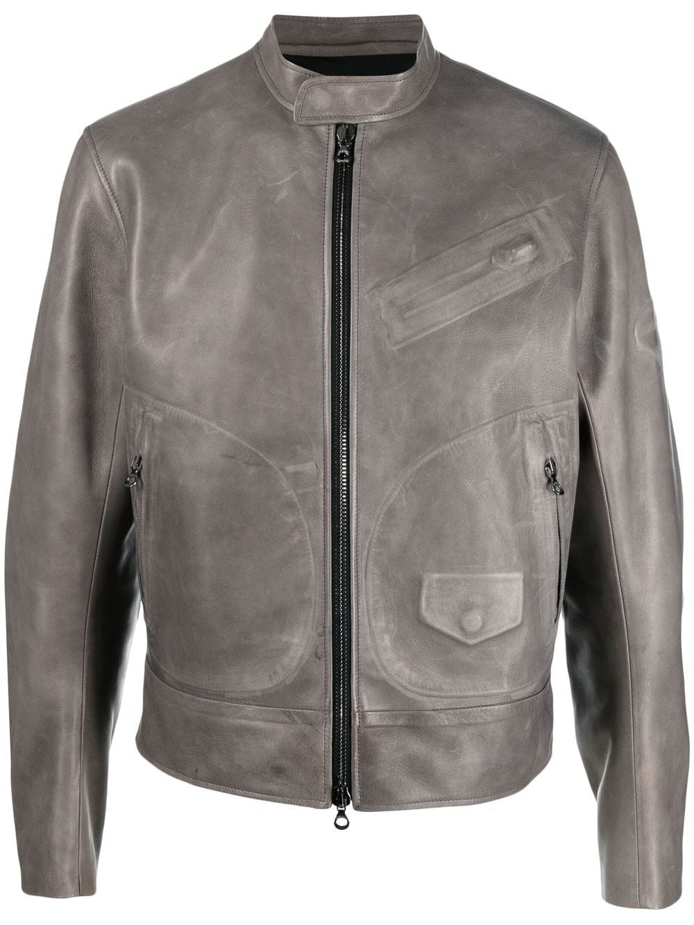 Diesel zip-up leather jacket - Grey von Diesel