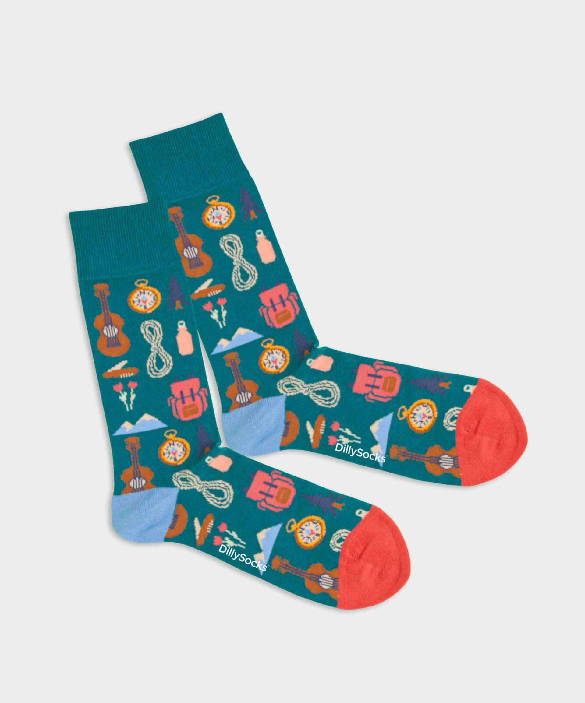 - Socken in Blau mit Ferien Motiv/Muster von DillySocks