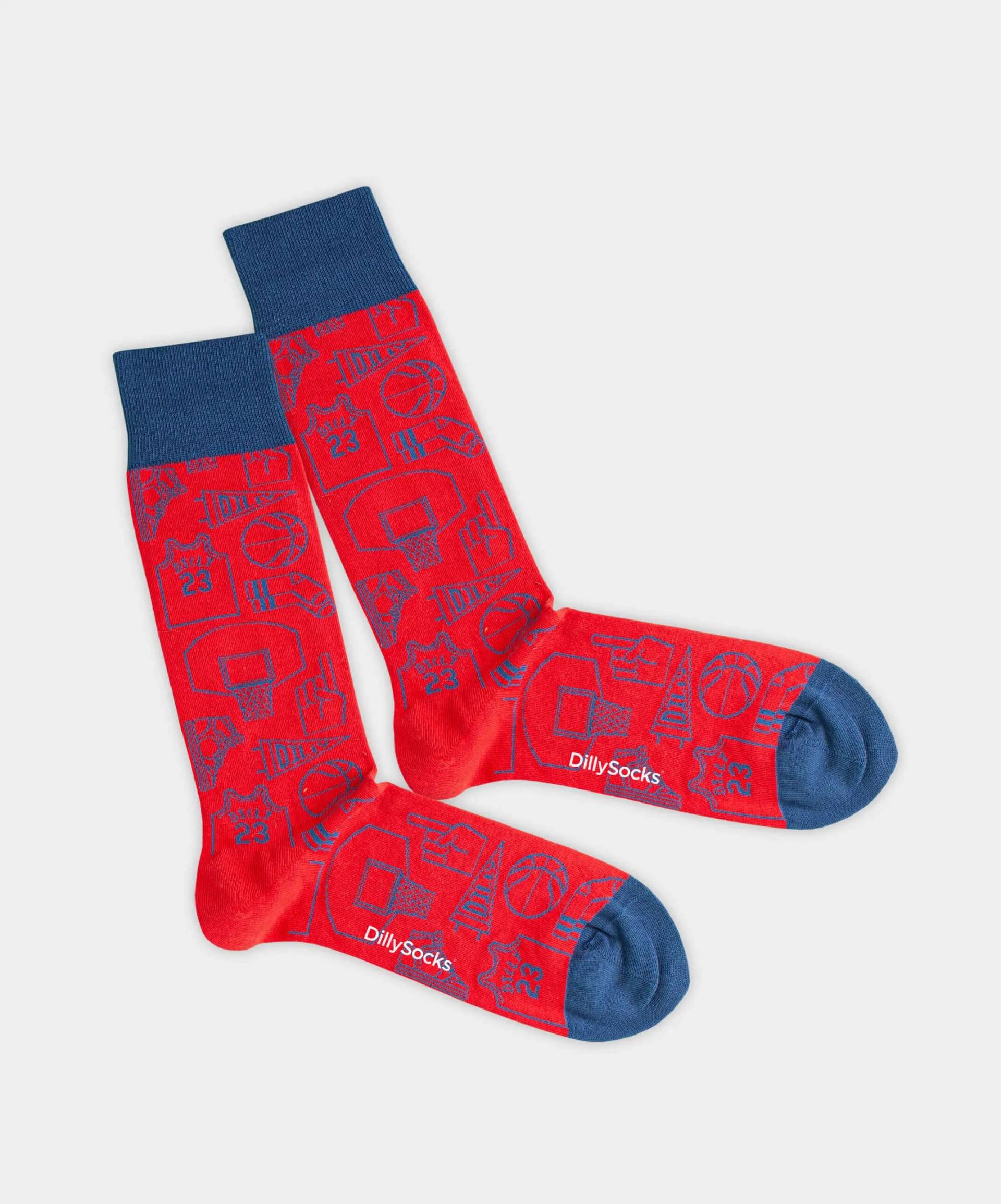 - Socken in Rot mit Sport Motiv/Muster von DillySocks