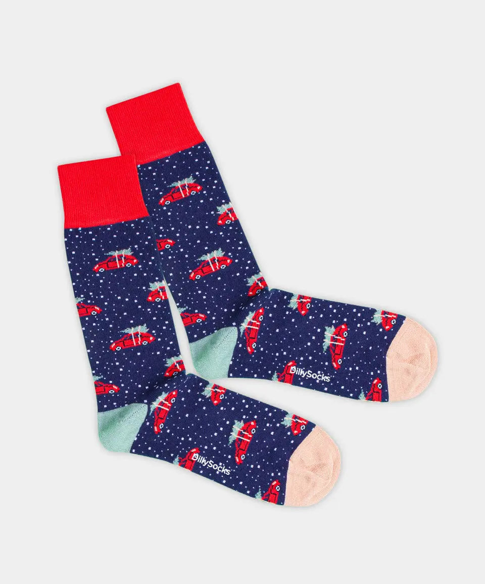 - Socken in Blau mit Weihnachten Motiv/Muster von DillySocks