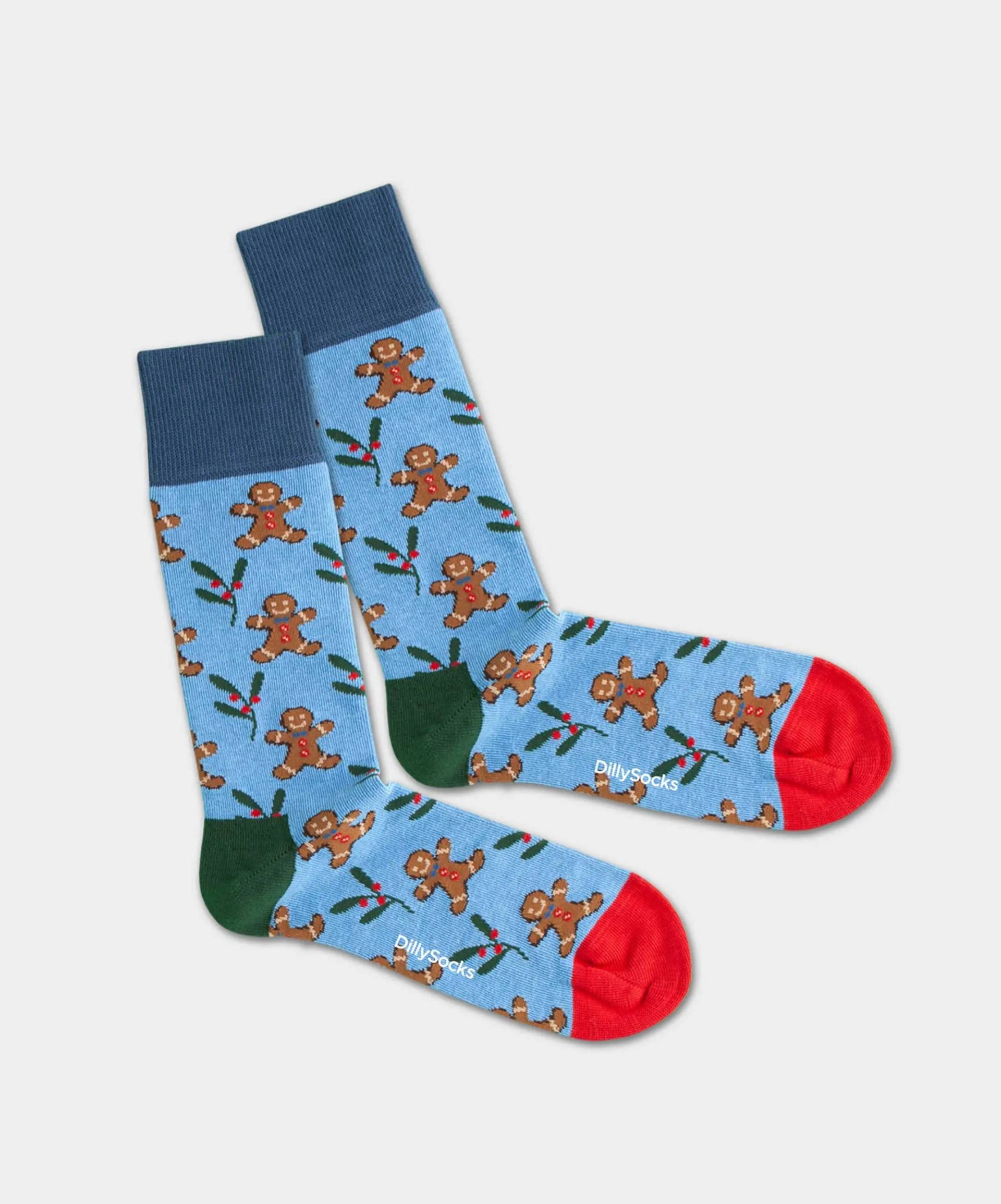 - Socken in Blau mit Weihnachten Motiv/Muster von DillySocks