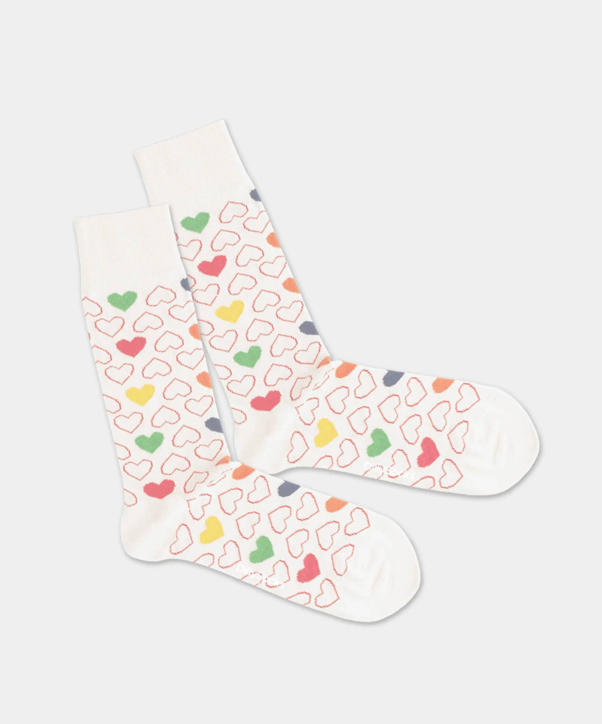 - Socken in Weiss mit Herz Motiv/Muster von DillySocks