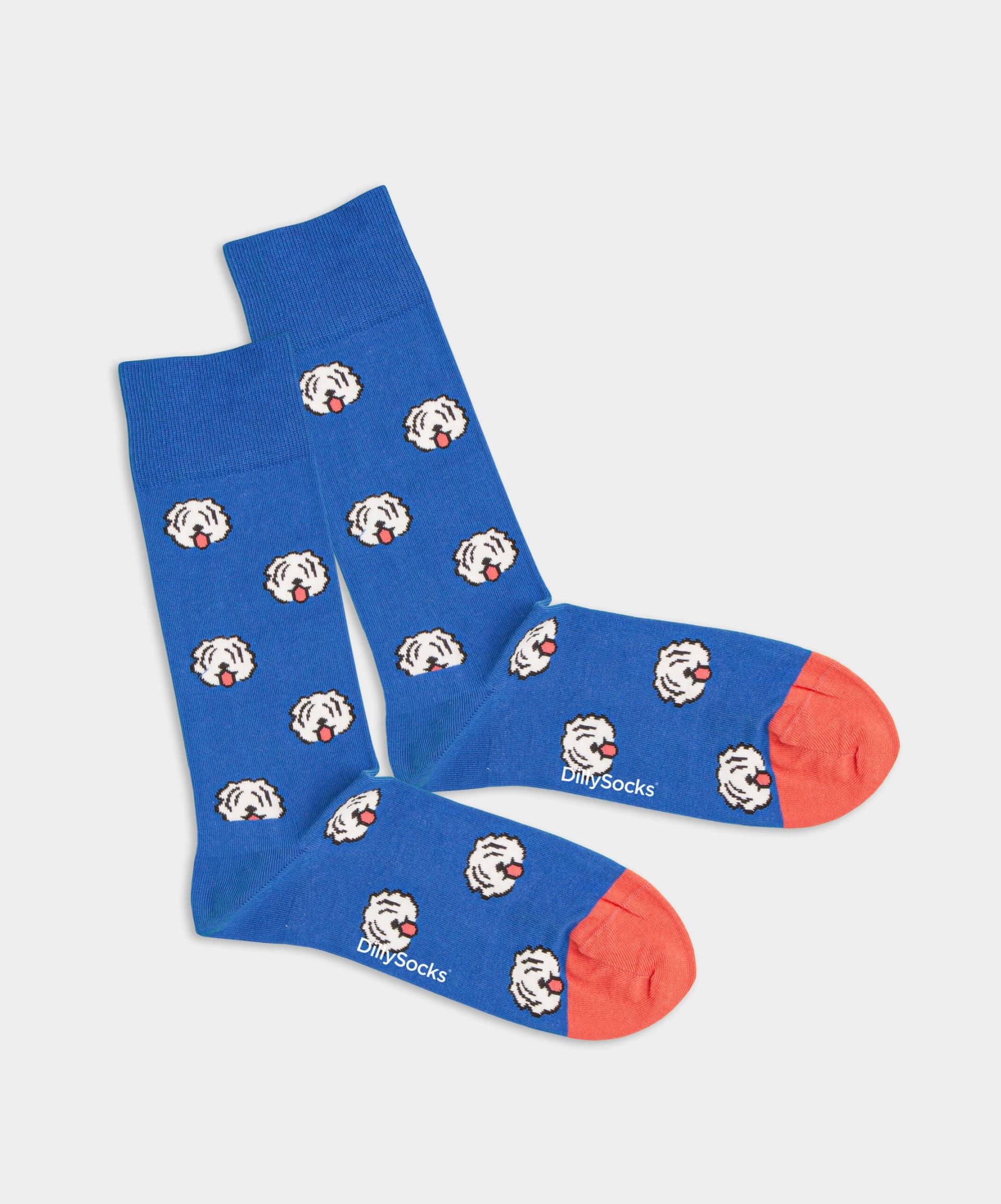 - Socken in Blau mit Hund Tier Motiv/Muster von DillySocks