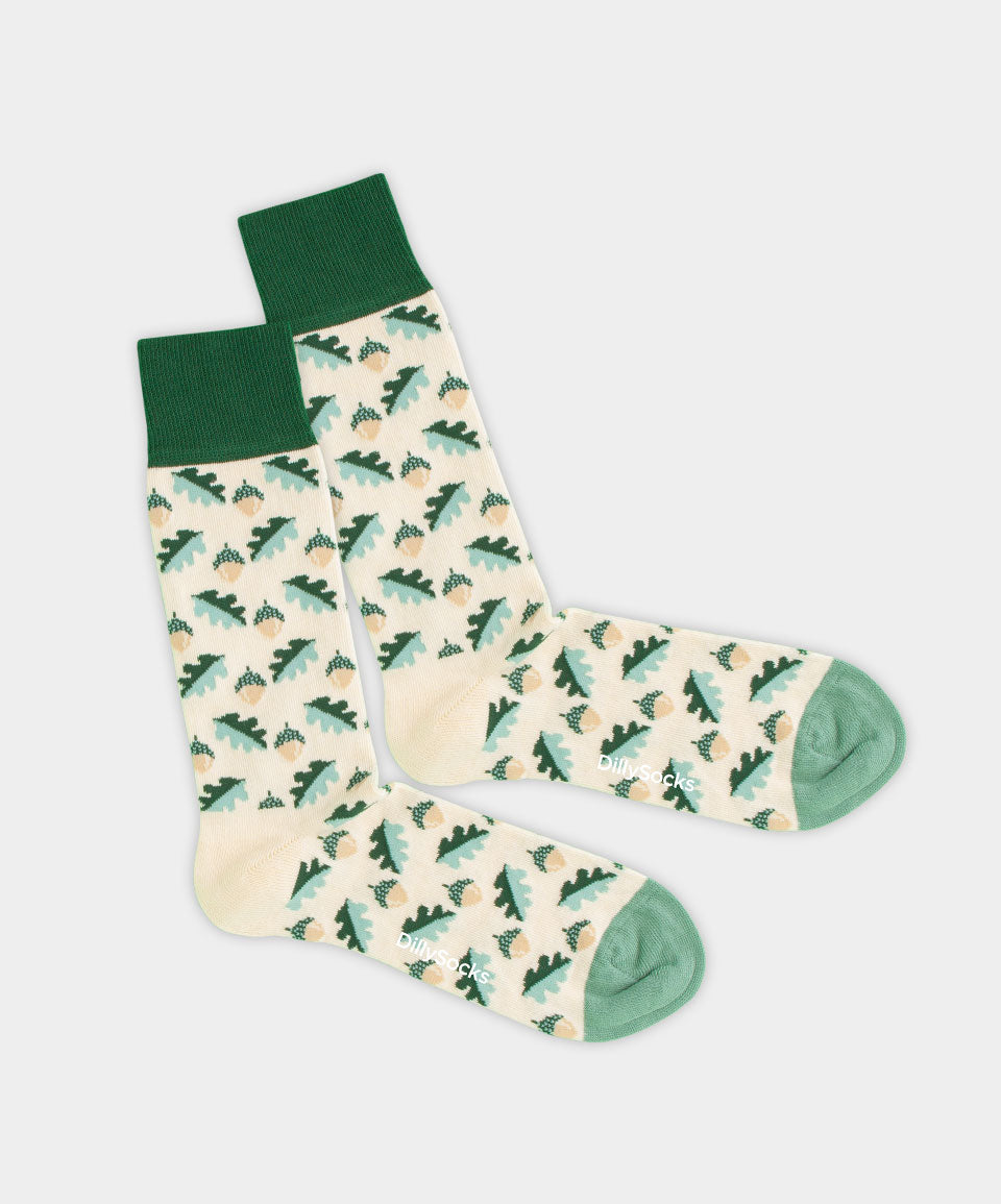 - Socken in Beige mit Pflanze Motiv/Muster von DillySocks