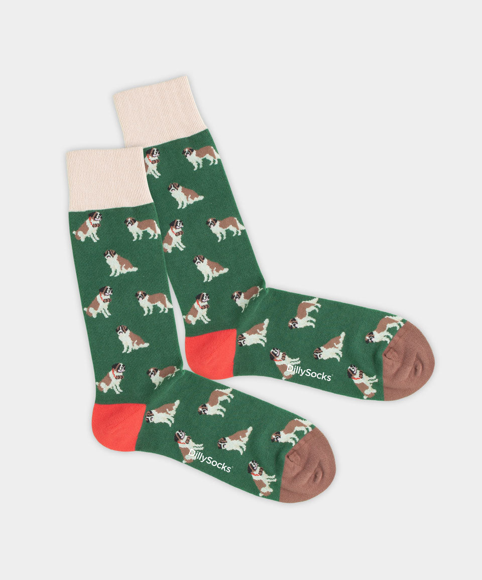 - Socken in Grün mit Hund Tier Motiv/Muster von DillySocks