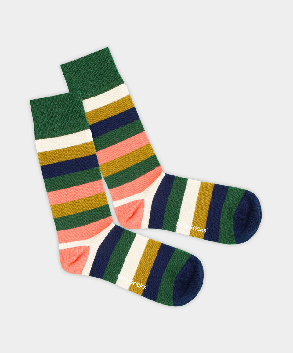 - Socken in Grün mit Streifen Motiv/Muster von DillySocks