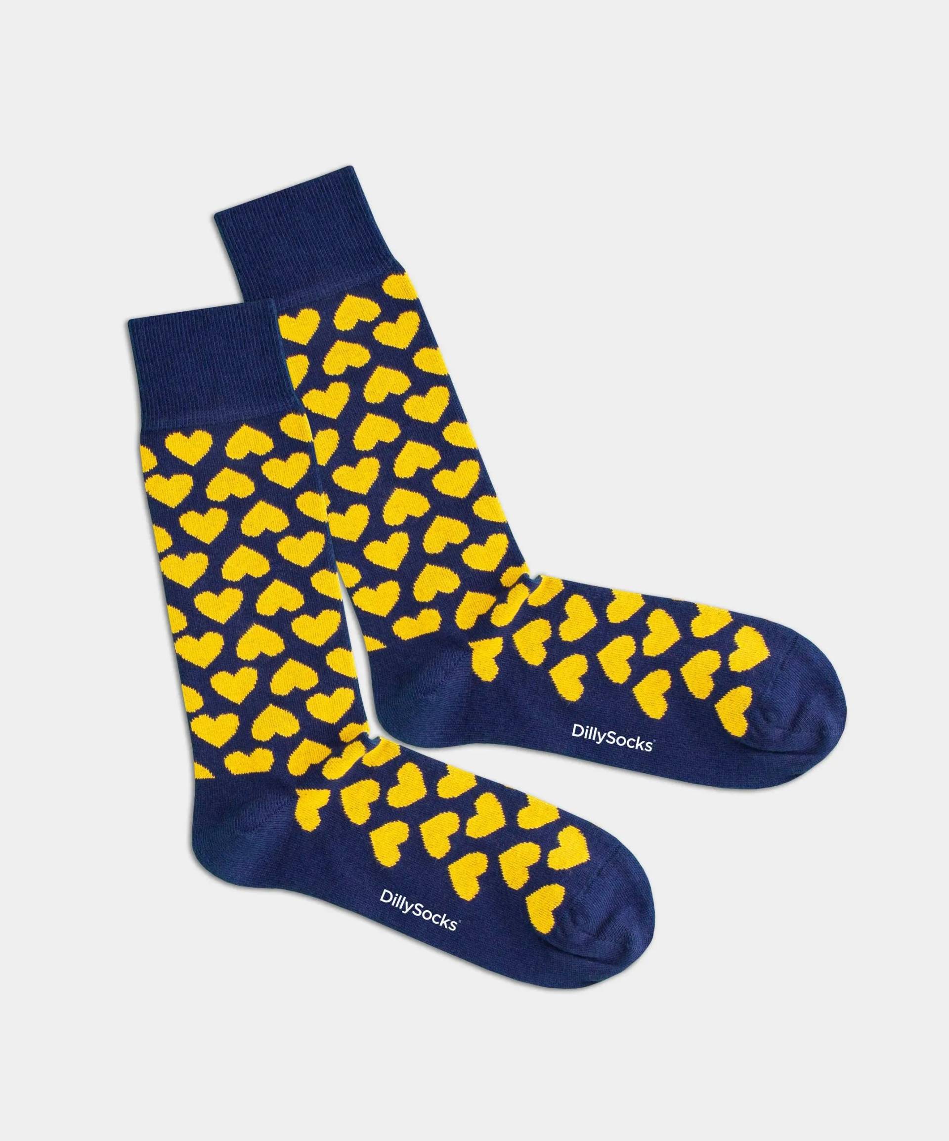 - Socken in Gelb mit Herz Motiv/Muster von DillySocks