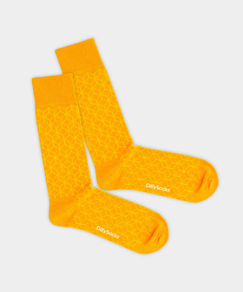 - Socken in Orange mit Dice Geometrisch Motiv/Muster von DillySocks