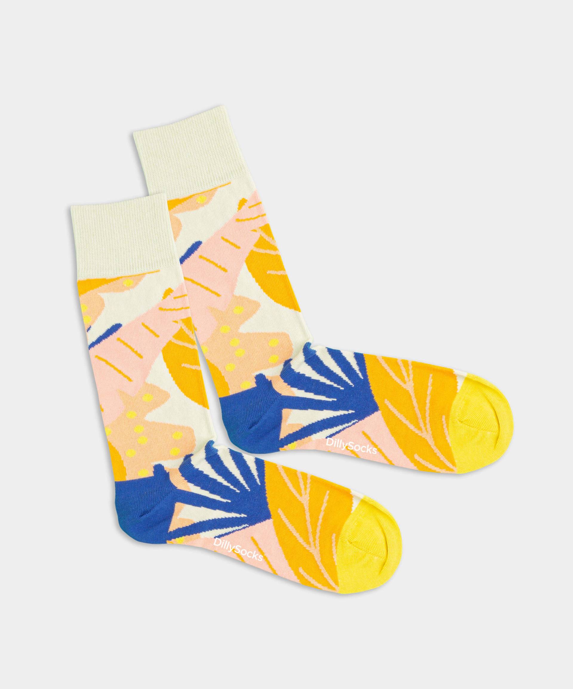 - Socken in Gelb mit Pflanze Motiv/Muster von DillySocks