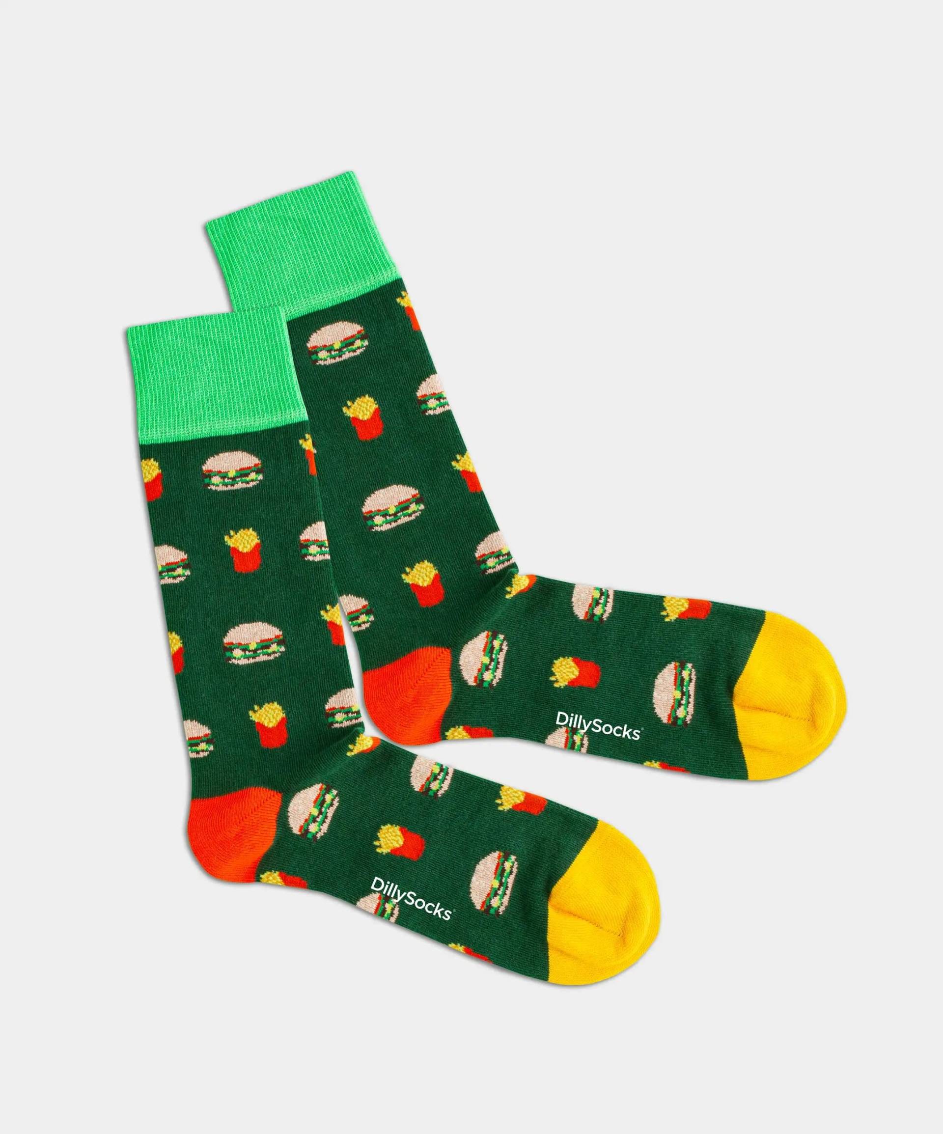 - Socken in Grün mit Essen Motiv/Muster von DillySocks