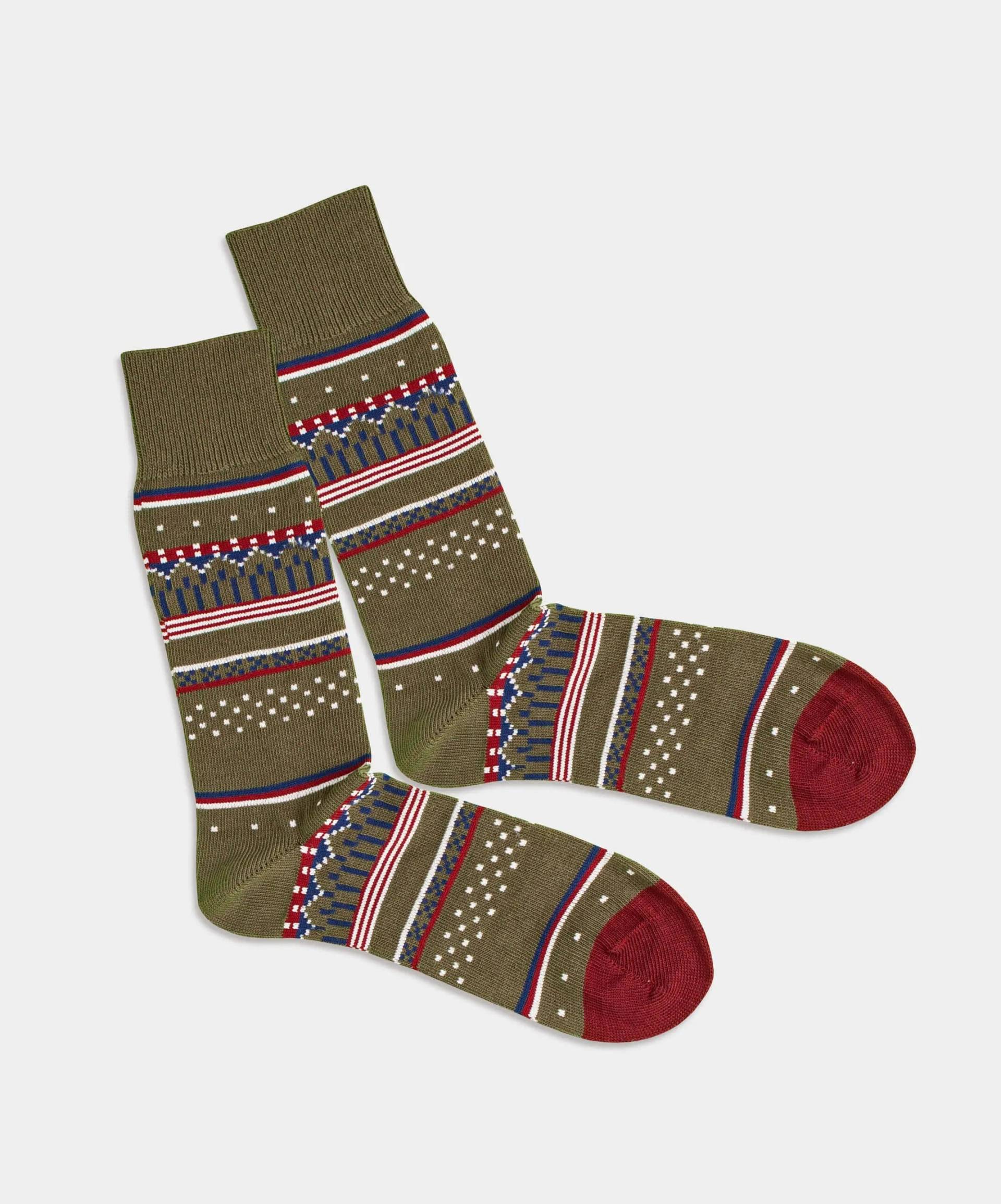 - Socken in Grün mit Nordisch Motiv/Muster von DillySocks