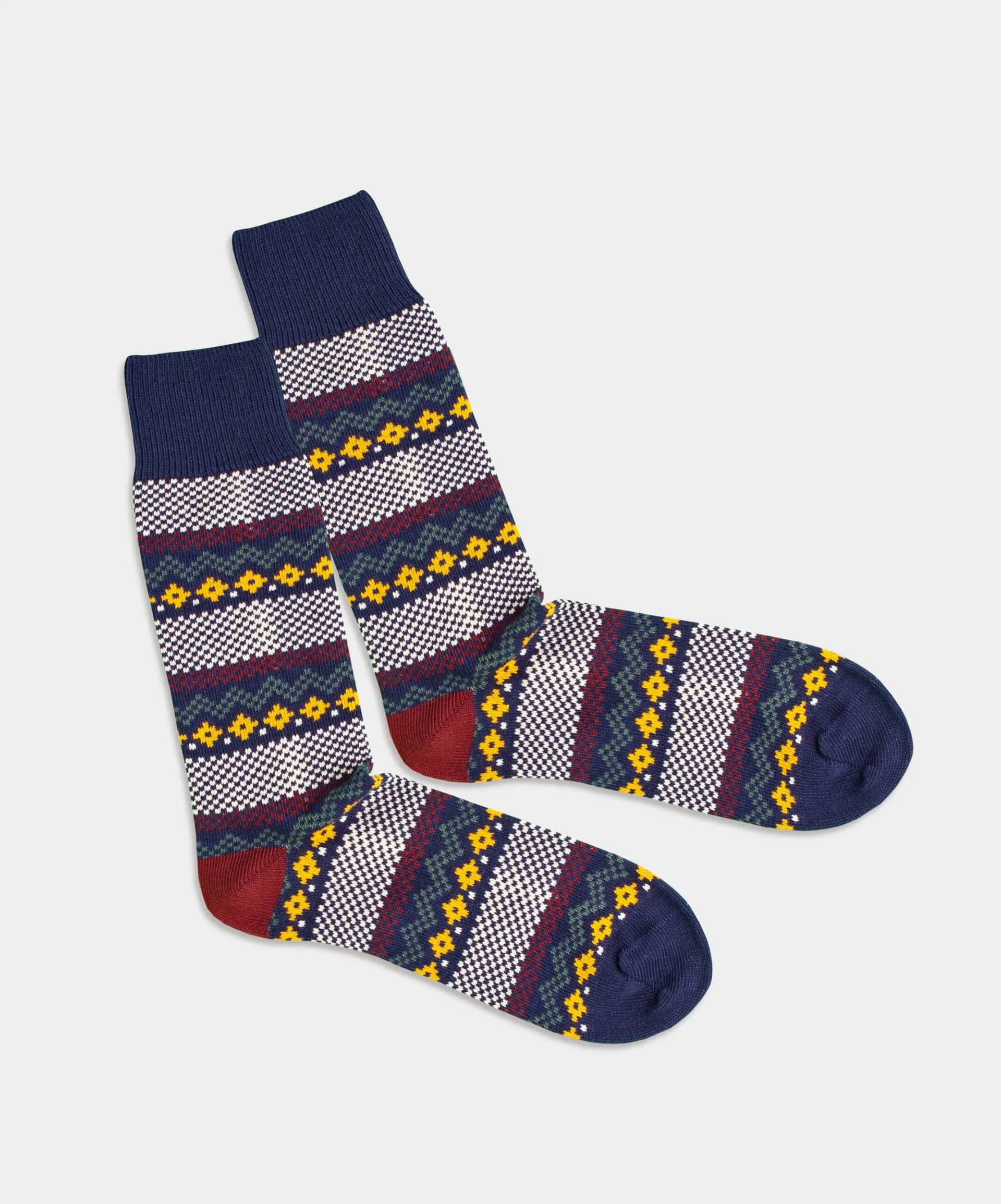 - Socken in Blau mit Nordisch Motiv/Muster von DillySocks