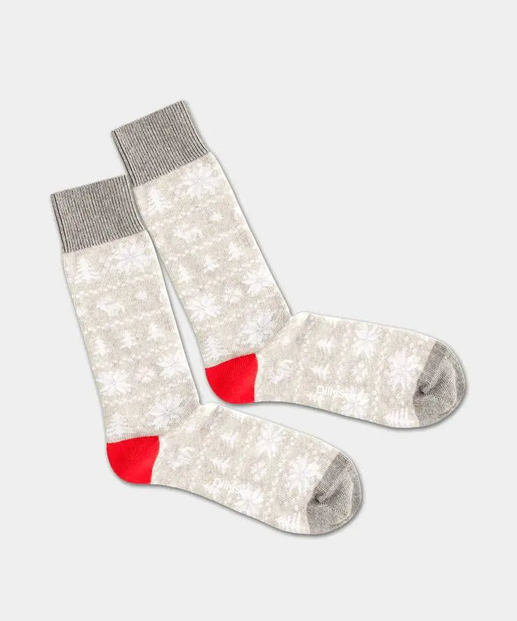 - Socken in Grau mit Nordisch Motiv/Muster von DillySocks