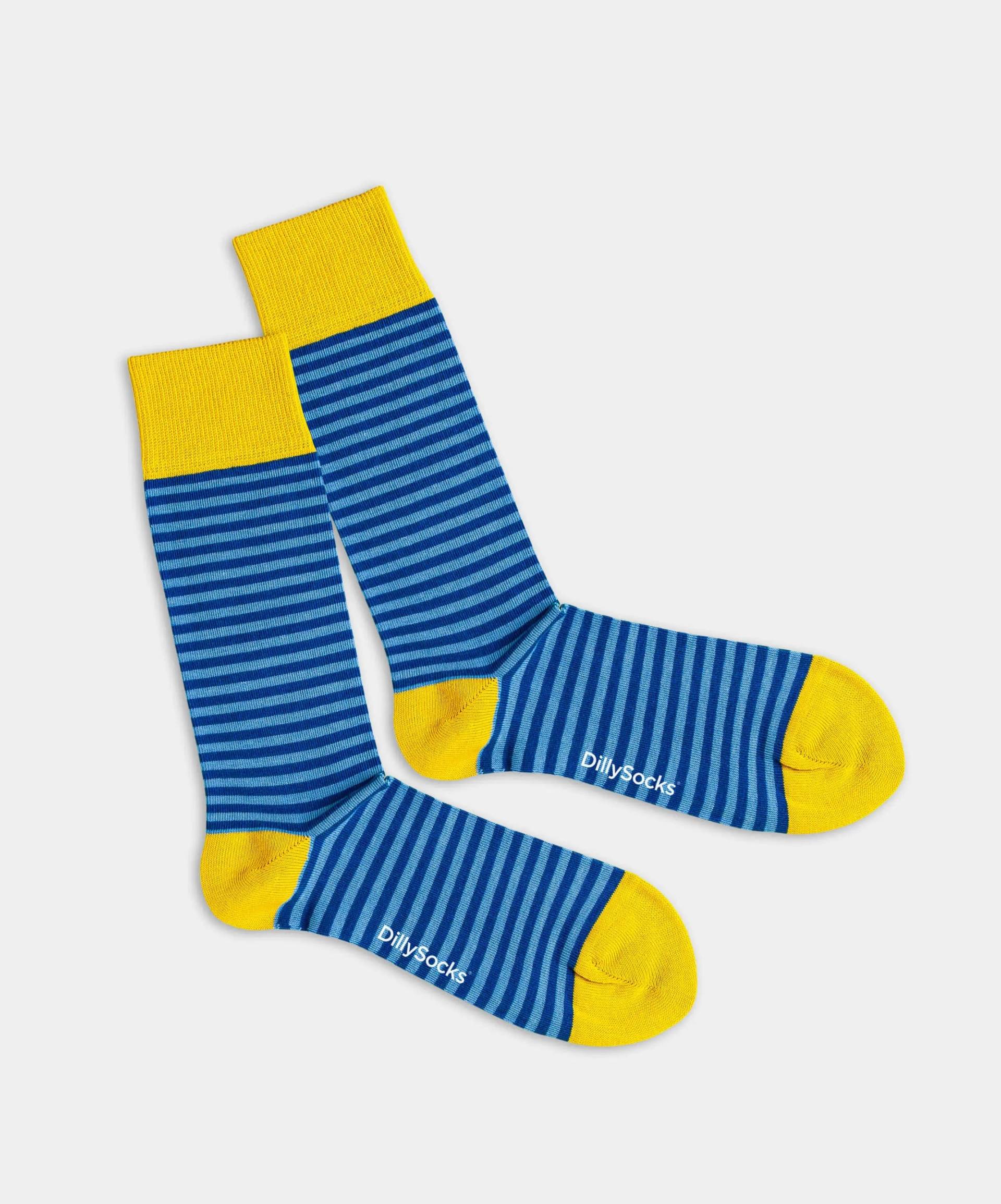 - Socken in Blau mit Streifen Motiv/Muster von DillySocks
