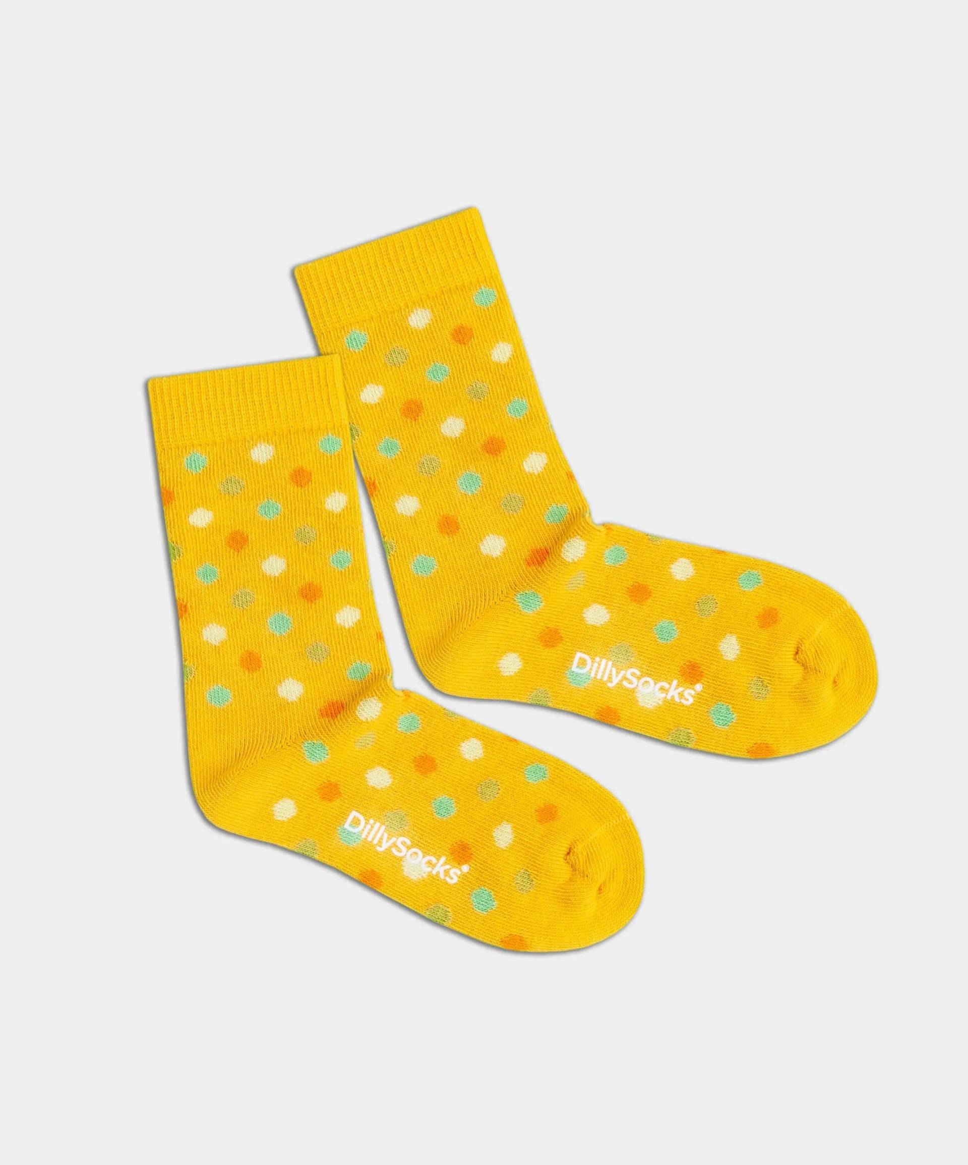 - Kindersocken in Gelb mit Konfetti Punkte Motiv/Muster von DillySocks