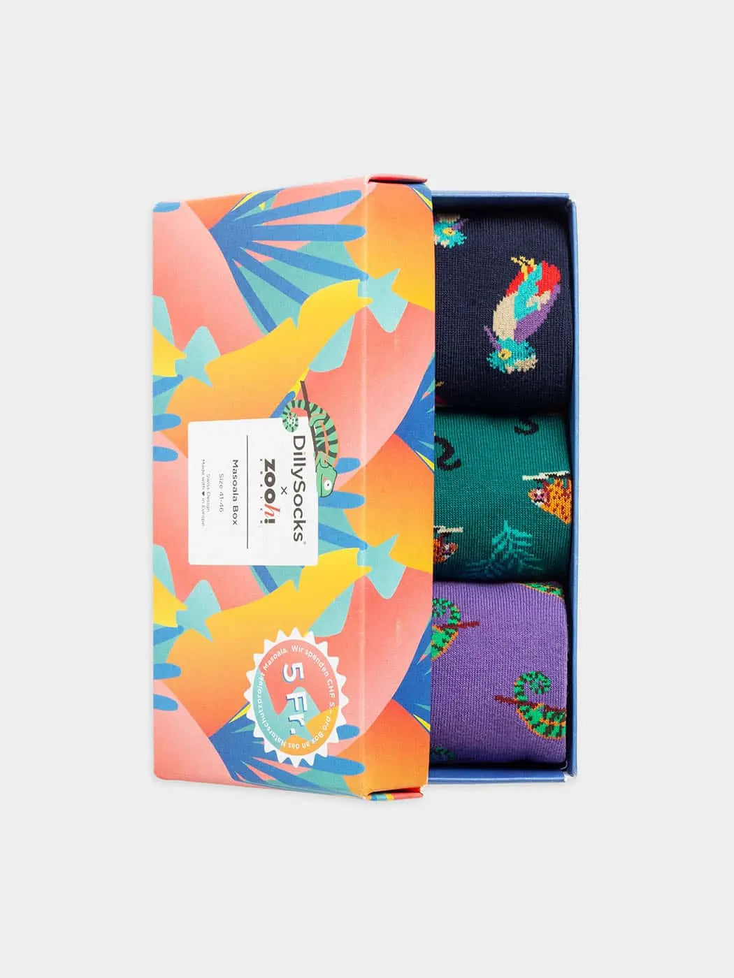 - Socken-Geschenkbox in Blau mit Tier Motiv/Muster von DillySocks