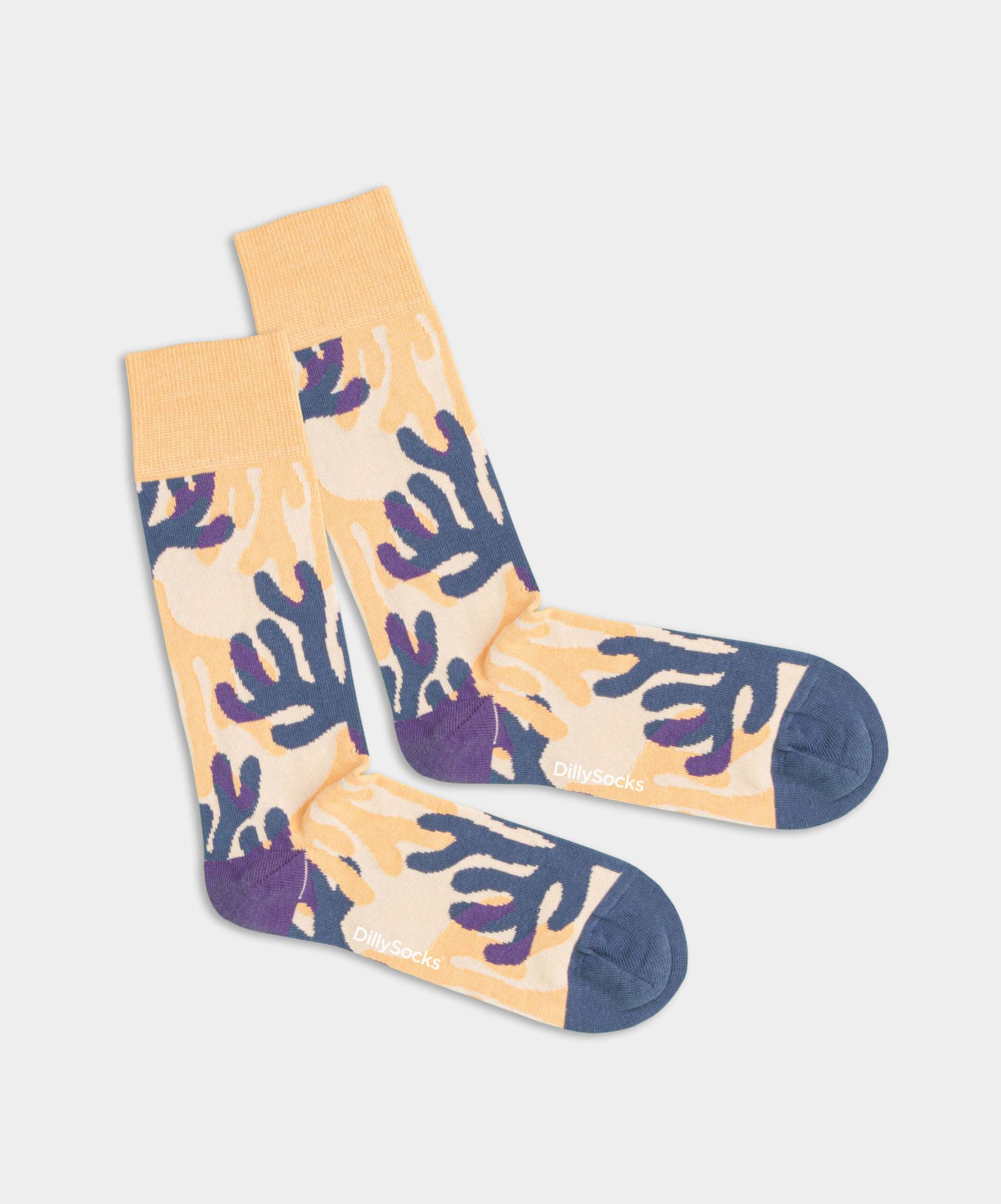 - Socken in Gelb mit Pflanze Motiv/Muster von DillySocks