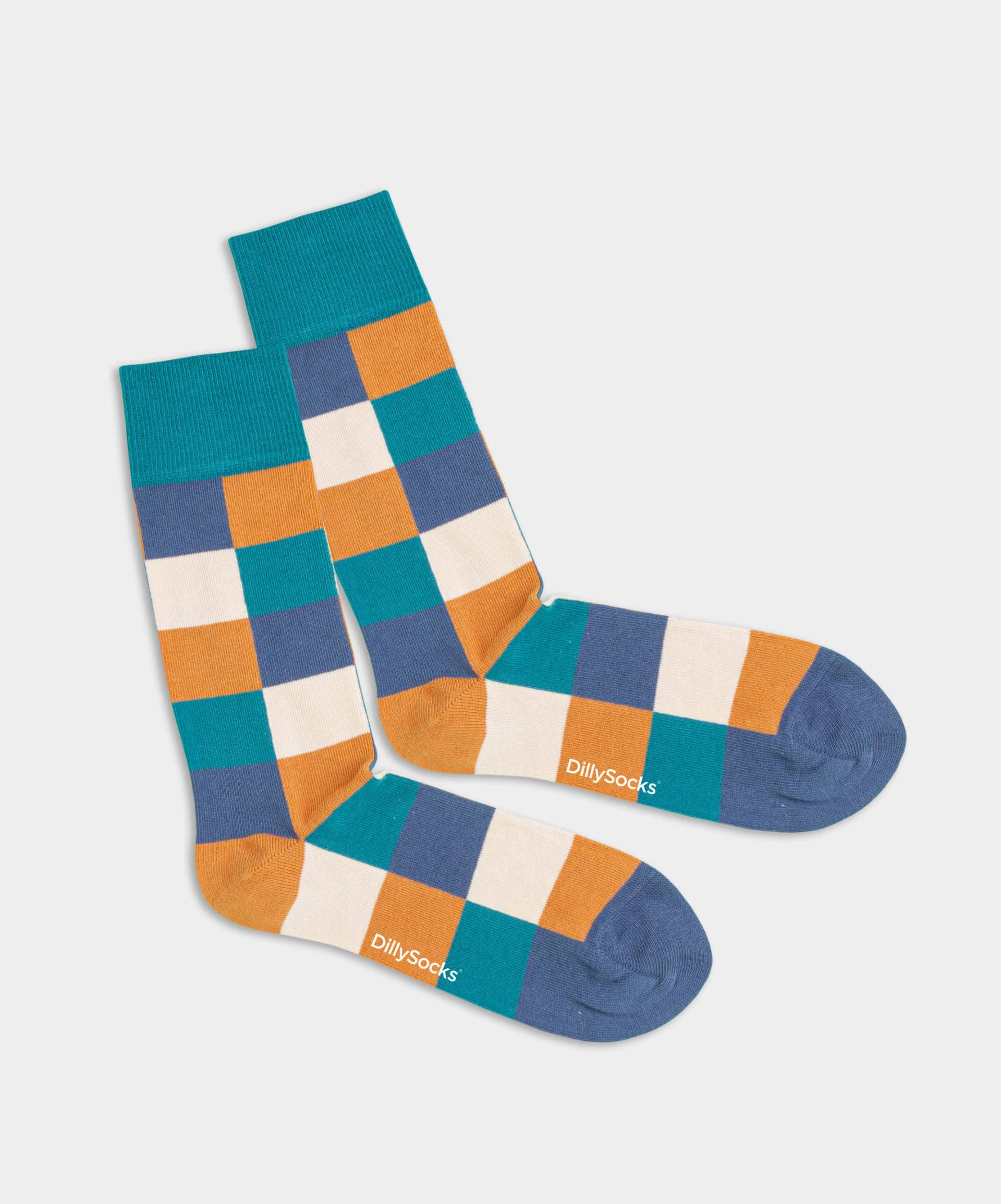 - Socken in Blau mit Karo Motiv/Muster von DillySocks
