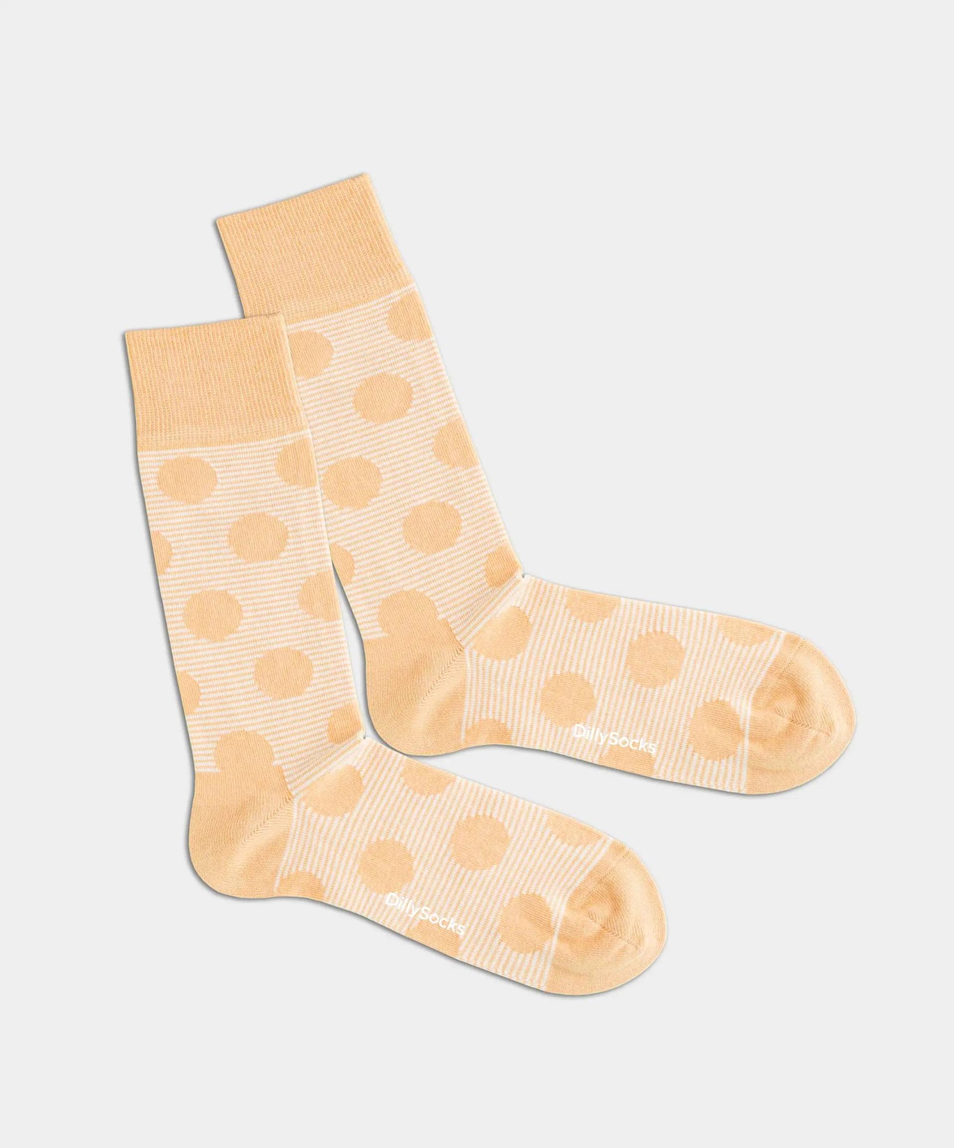 - Socken in Rosa mit Punkte Streifen Motiv/Muster von DillySocks