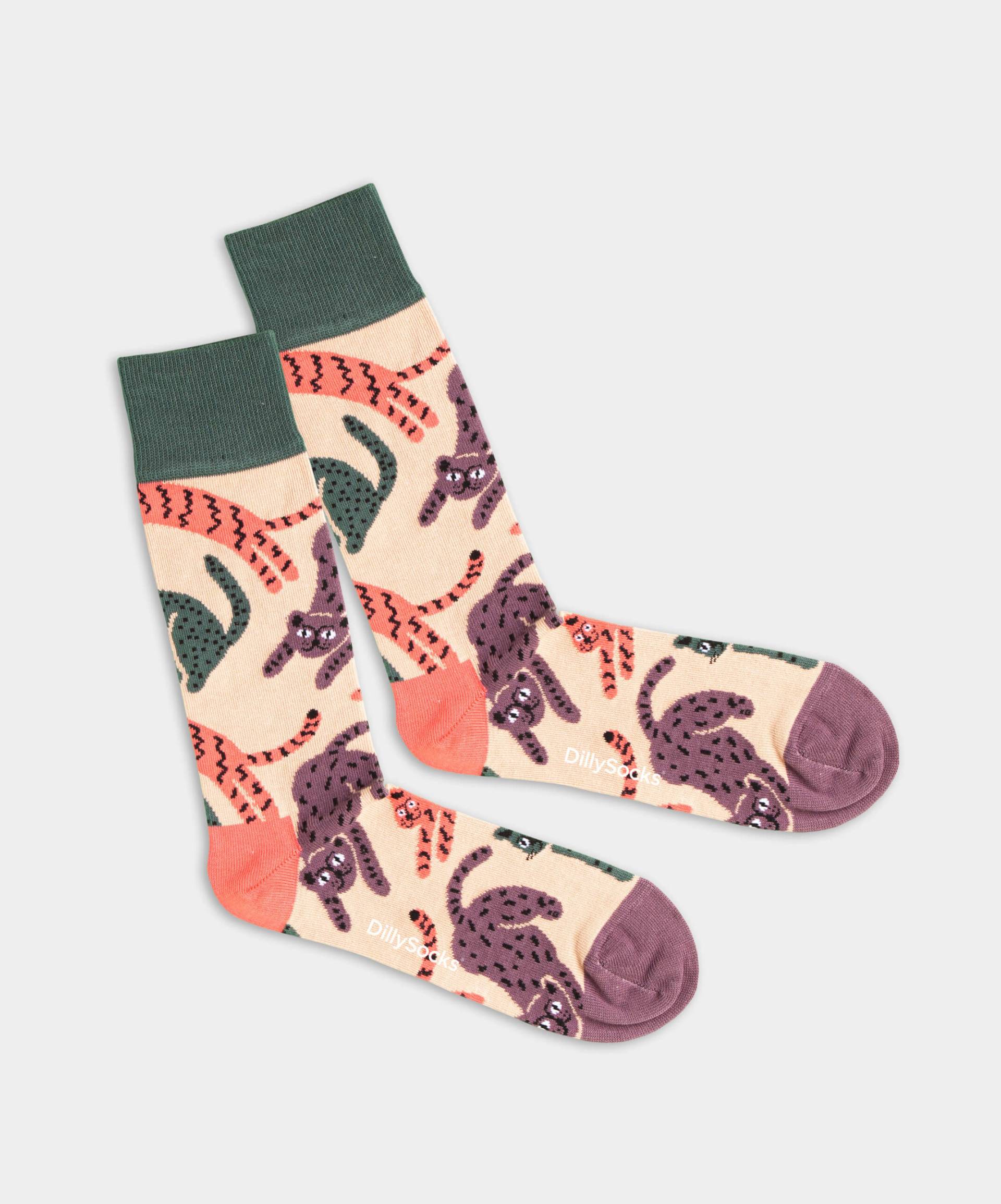 - Socken in Rosa mit Tier Katze Motiv/Muster von DillySocks