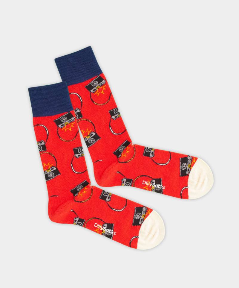 - Socken in Rot mit Ferien Motiv/Muster von DillySocks