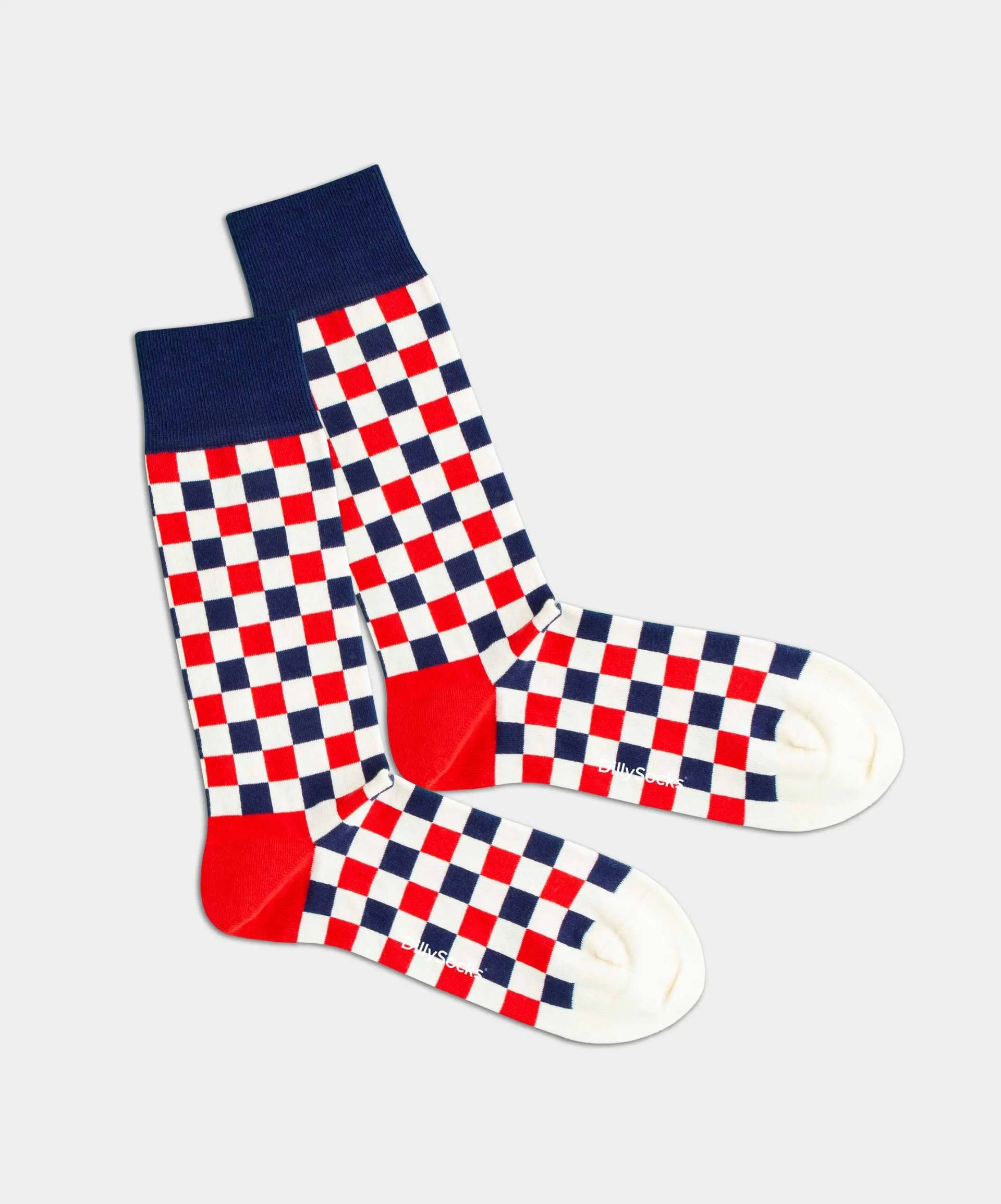 - Socken in Rot mit Geometrisch Motiv/Muster von DillySocks