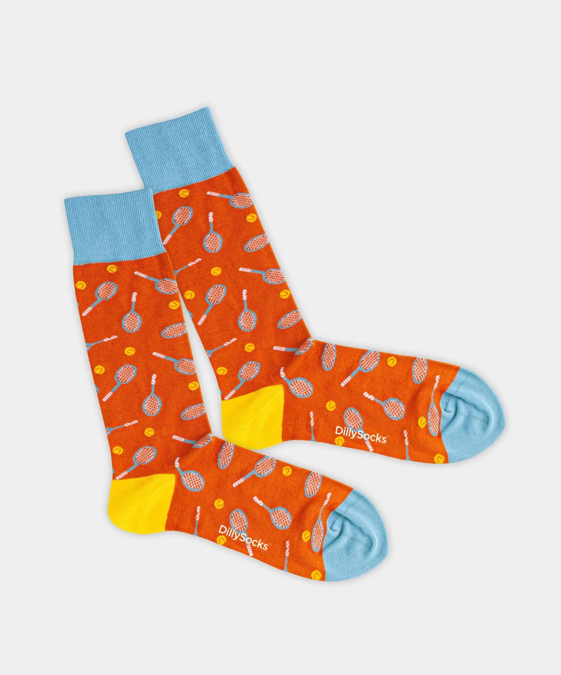 - Socken in Orange mit Sport Motiv/Muster von DillySocks