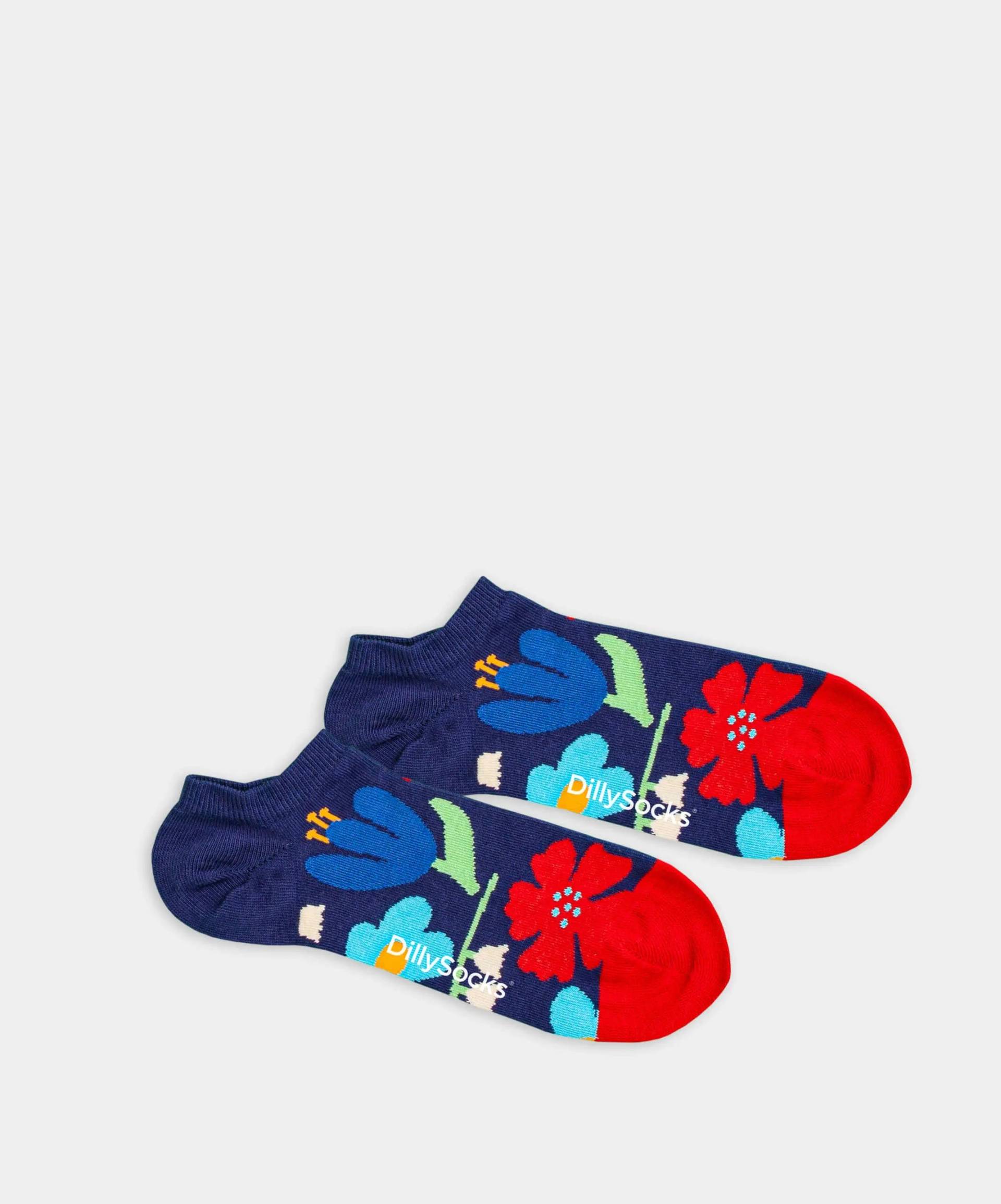 - Sneakersocken in Blau mit Blumen Motiv/Muster von DillySocks