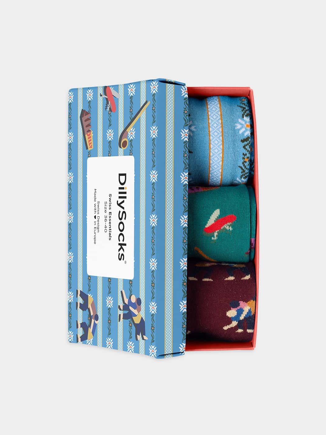 - Socken-Geschenkbox in Bunt mit Musik Sport Pflanze Motiv/Muster von DillySocks