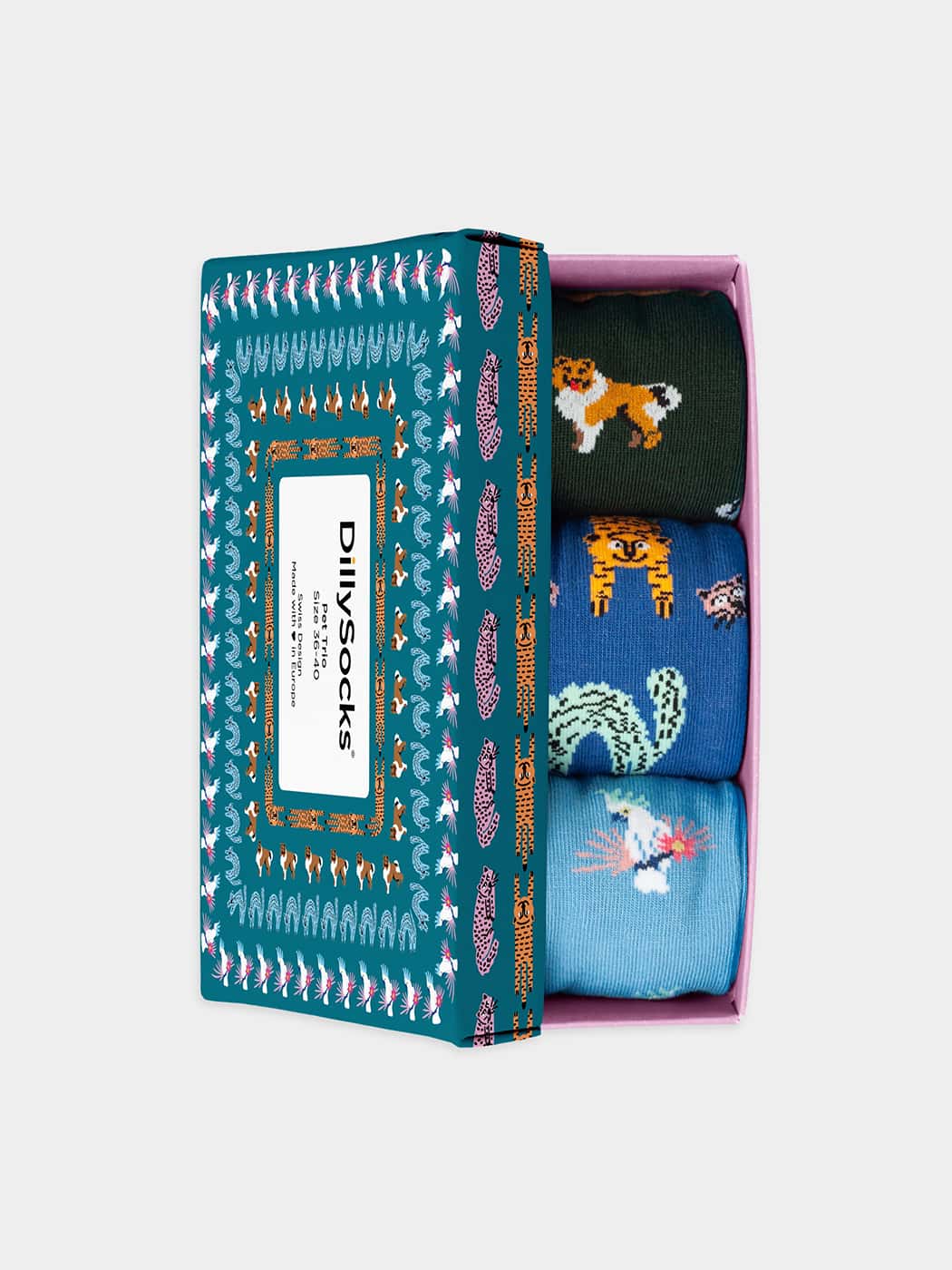 - Socken-Geschenkbox in Bunt mit Tier Motiv/Muster von DillySocks