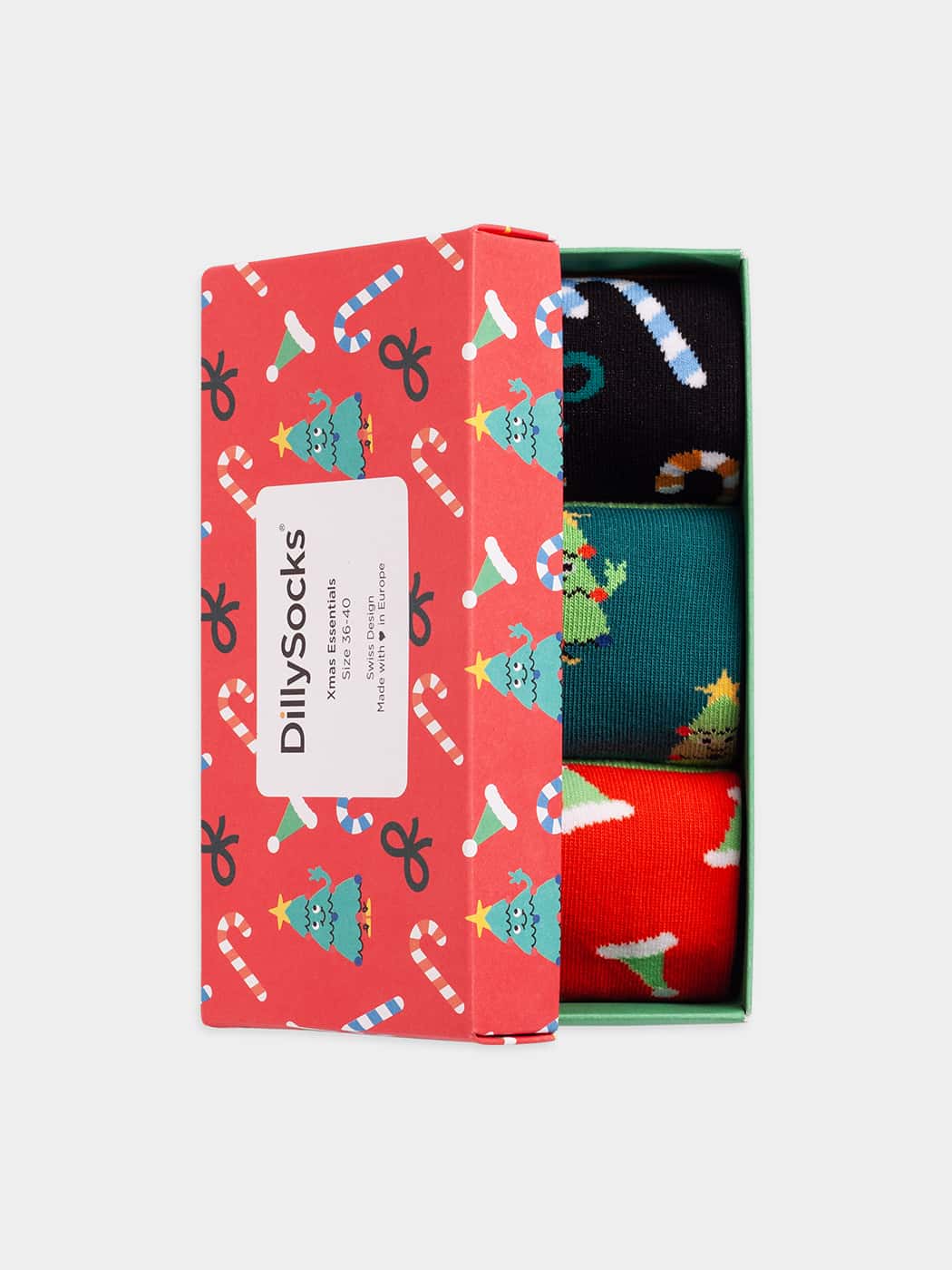 - Socken-Geschenkbox in Bunt mit Weihnachten Motiv/Muster von DillySocks