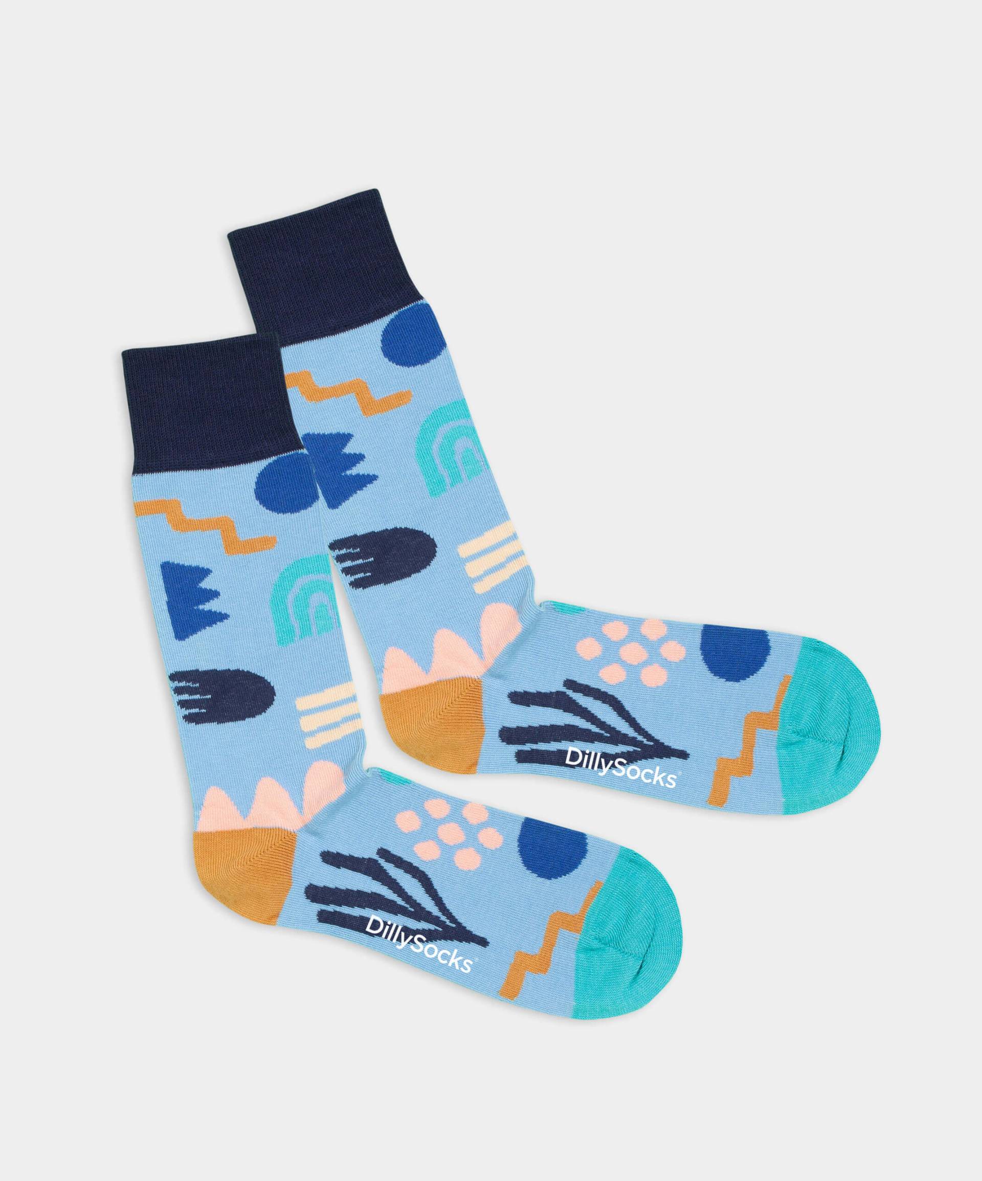 - Socken in Blau mit Geometrisch Motiv/Muster von DillySocks