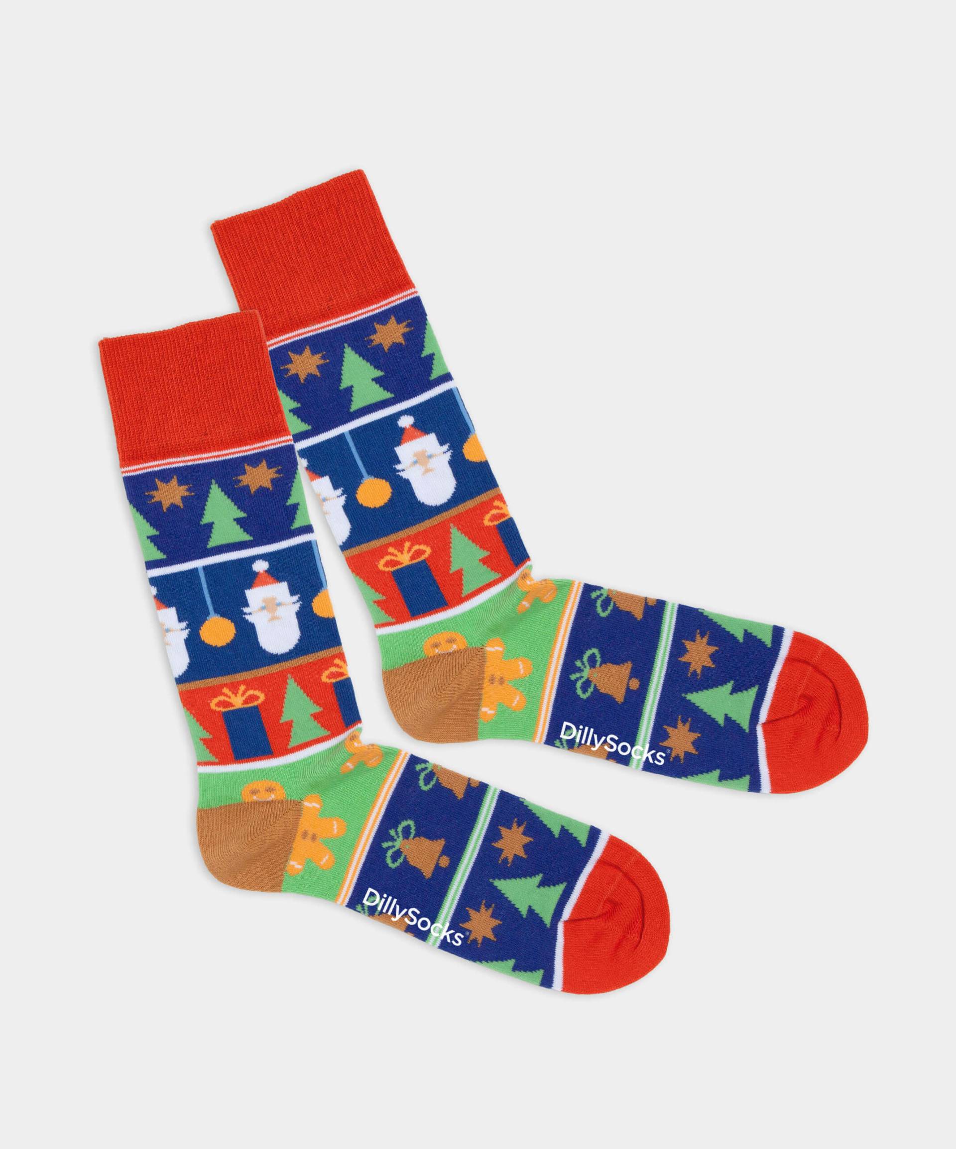 - Socken in Bunt  mit Weihnachten Motiv/Muster von DillySocks
