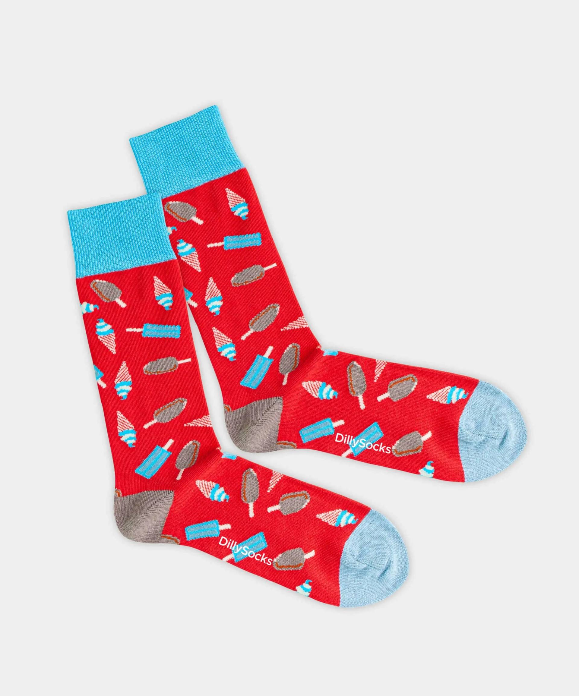 - Socken in Rot mit Essen Motiv/Muster von DillySocks