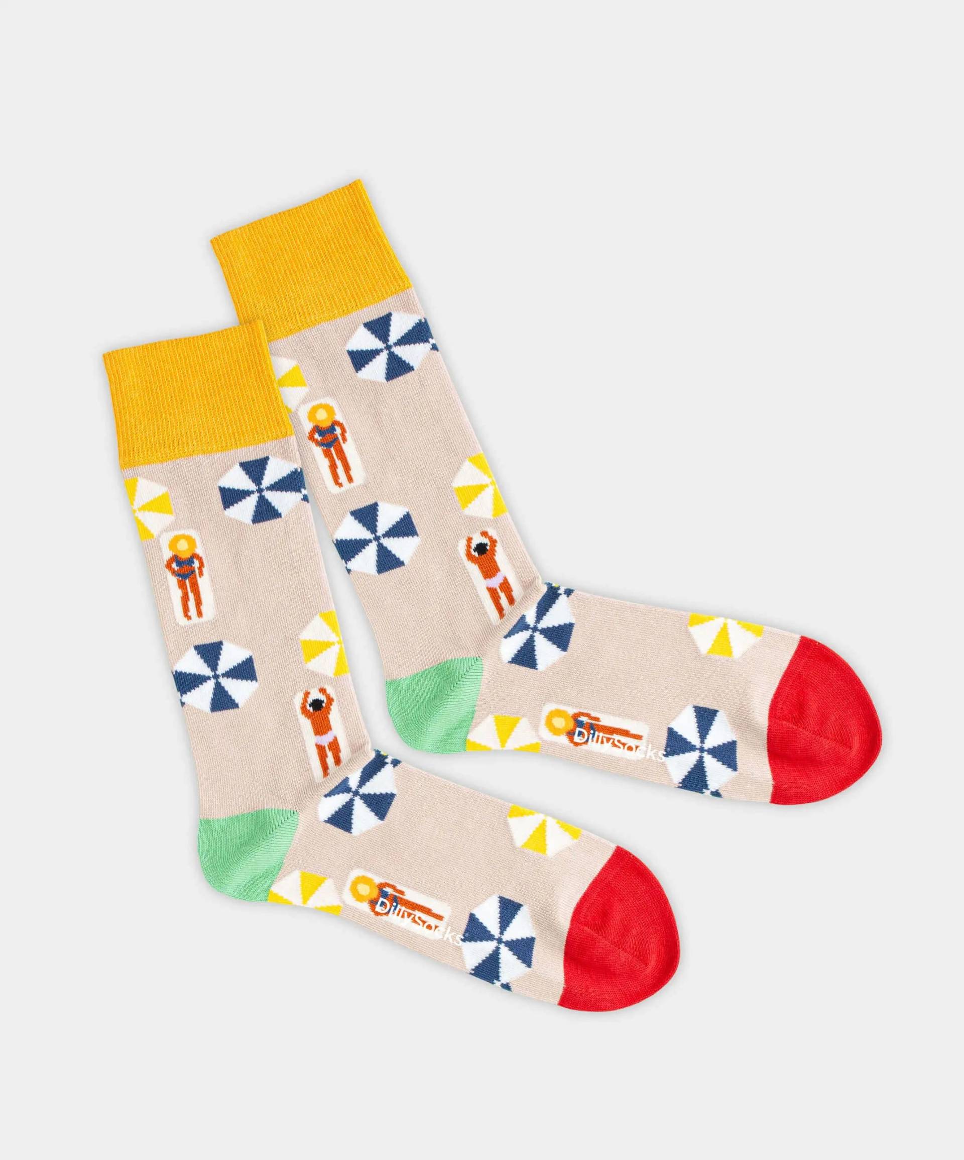- Socken in Beige mit Ferien Motiv/Muster von DillySocks