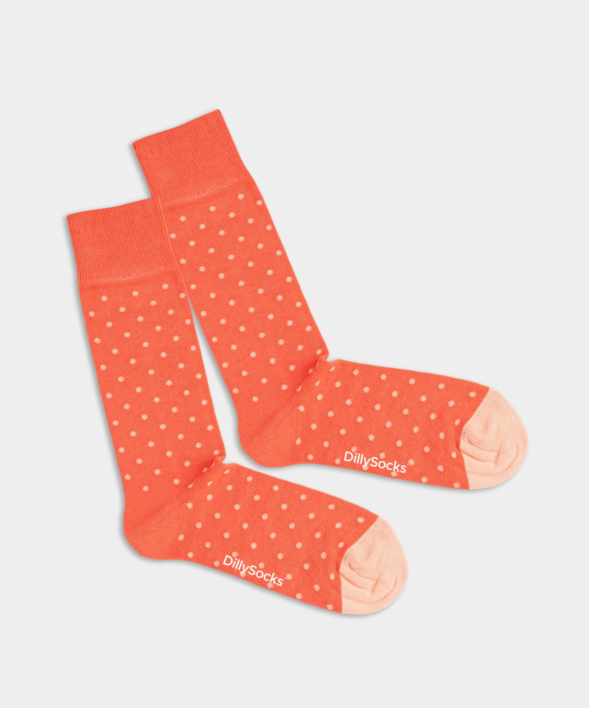 - Socken in Orange mit Punkte Motiv/Muster von DillySocks