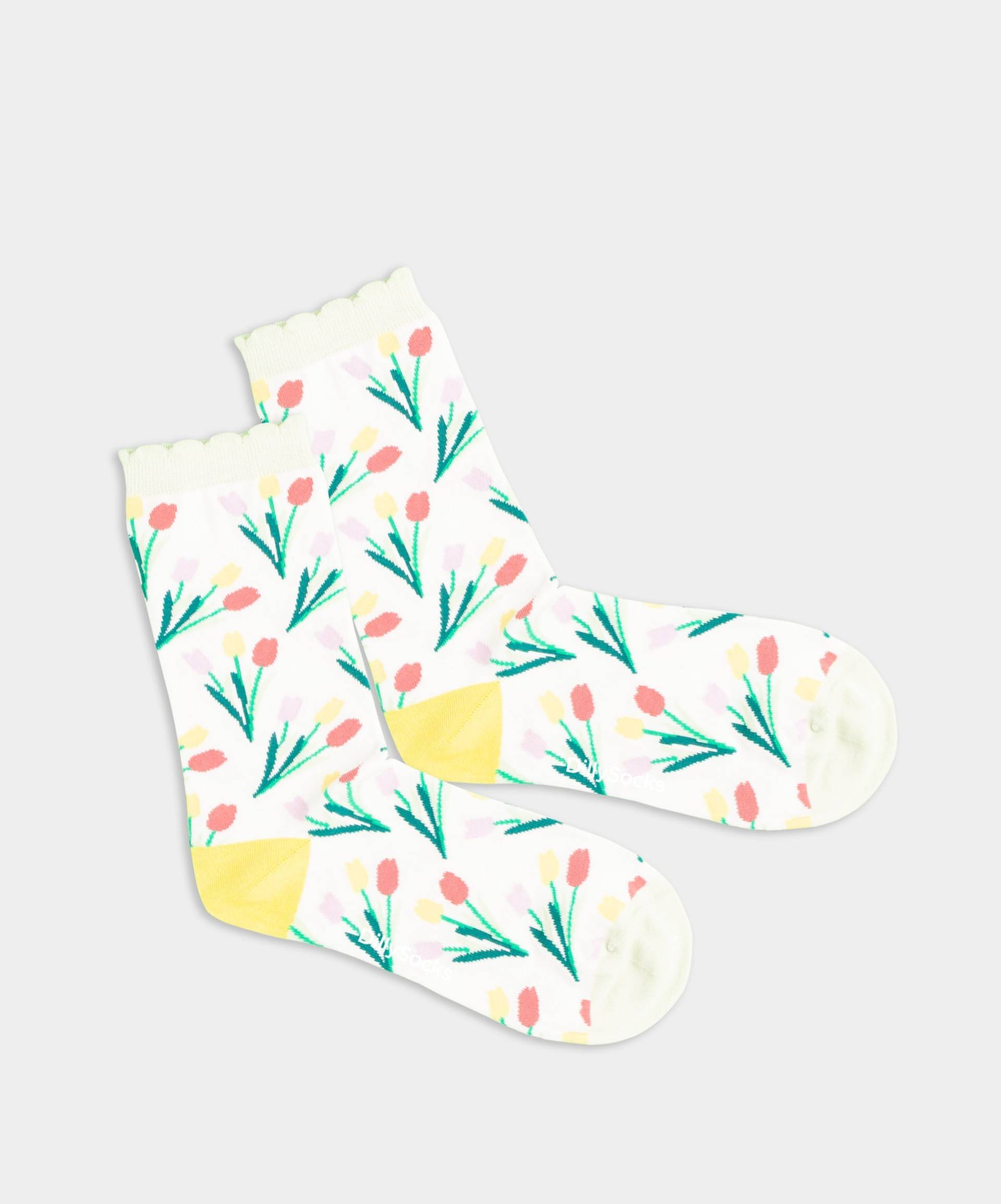 - Damensocken in Weiss mit Blumen Motiv/Muster von DillySocks